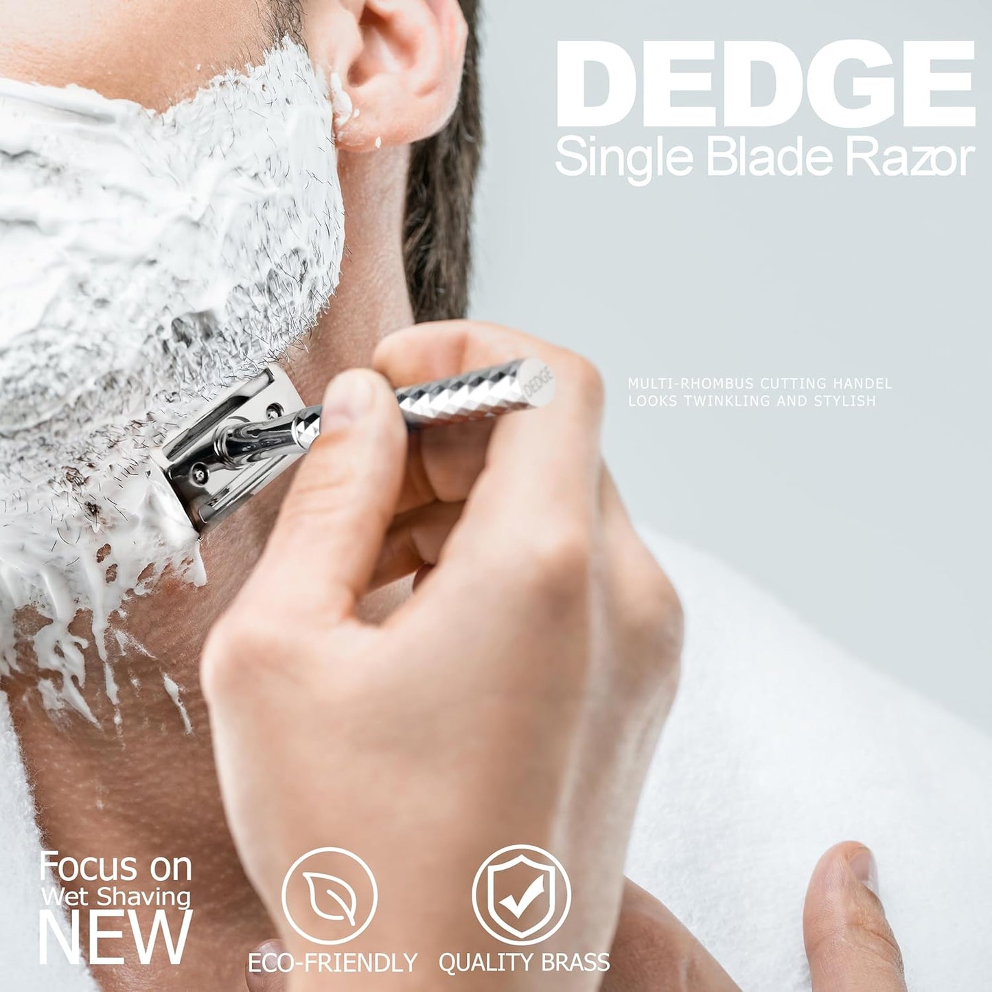 DEDGE Double Edge Eco Safety Razor Single Blade Razor for Women, Reusable Razor, with 5 Premium Razor Blades (Twinkling Silver)
