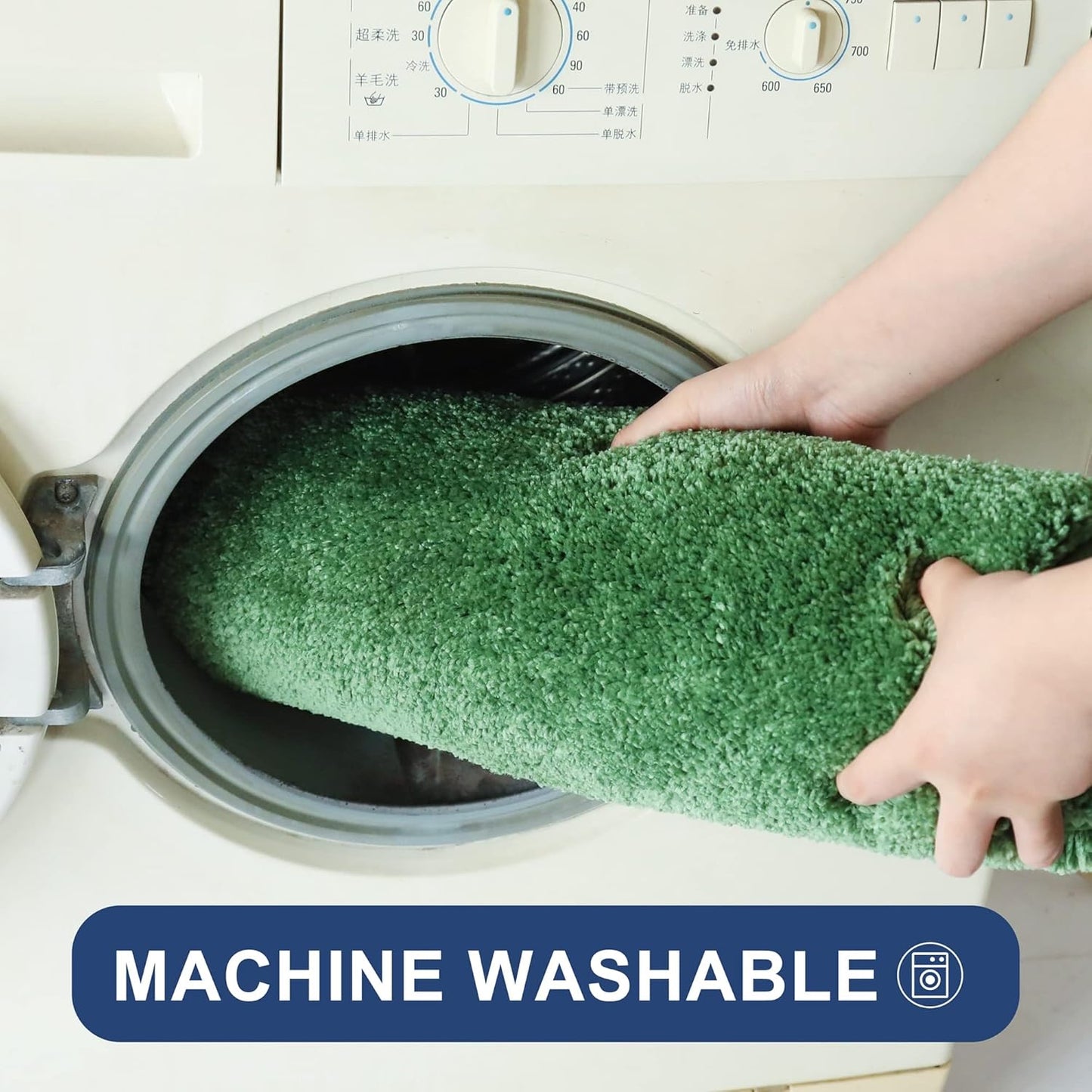 COSY HOMEER Bath Rugs for Bathroom Extra Thick- Anti-Slip Bath Mats Soft Plush Yarn Shaggy 100% Strong Mirco Polyeste Mat Living Room Bedroom Mat Floor Water Absorbent(Green,24x36 - Inches)