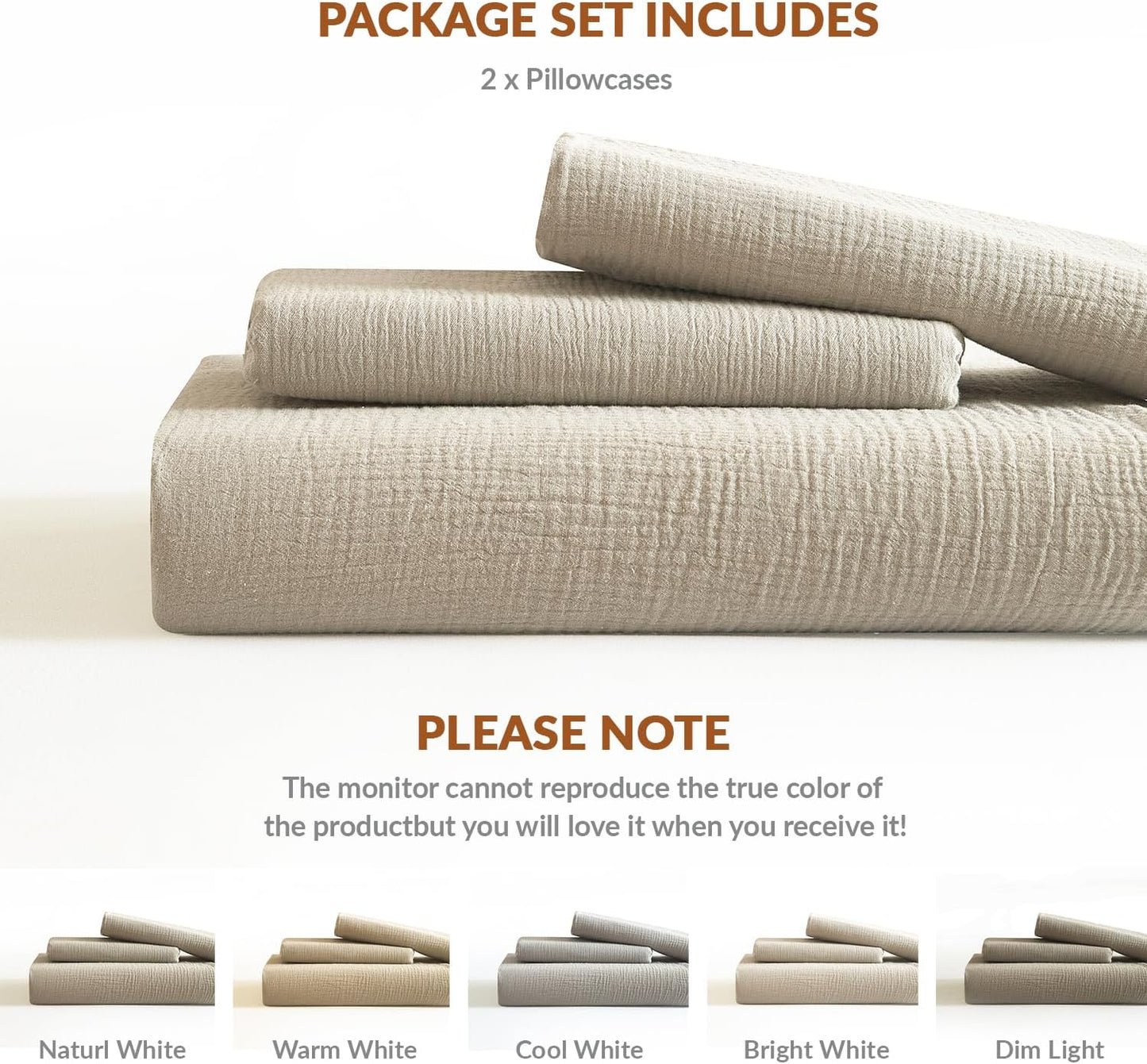 SE SOFTEXLY Muslin Pillowcases Standard Size 100% Cotton, 2 Pack Linen Like Pillow Shams with Envelope Closure, Ultral Soft and Breathable Pillow Case Covers, Beige, 20" X 26", No Filling