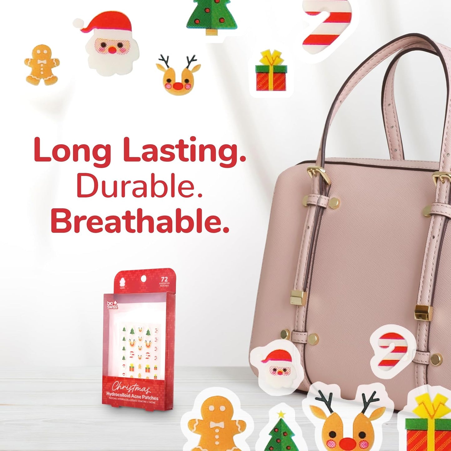 BioSwiss Pimple Patches, Christmas Acne Patch for Zits and Blemishes, Hydrocolloid Spot Stickers for Face and Skin, 72 Count