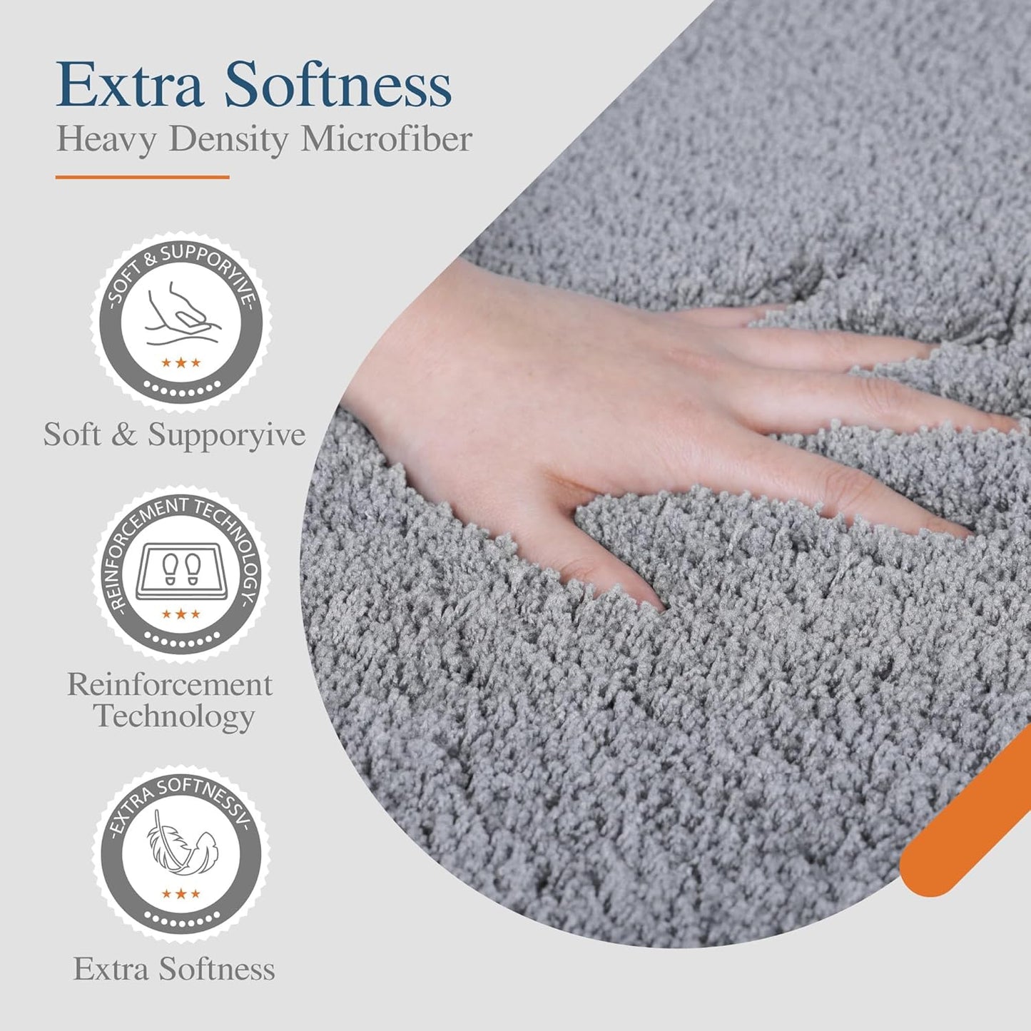 Walensee Bathroom Rug, Non Slip Bath Mat (16 x 24, Grey) Water Absorbent Soft Microfiber Shaggy Mat Machine Washable, Thick Plush Rugs for Shower