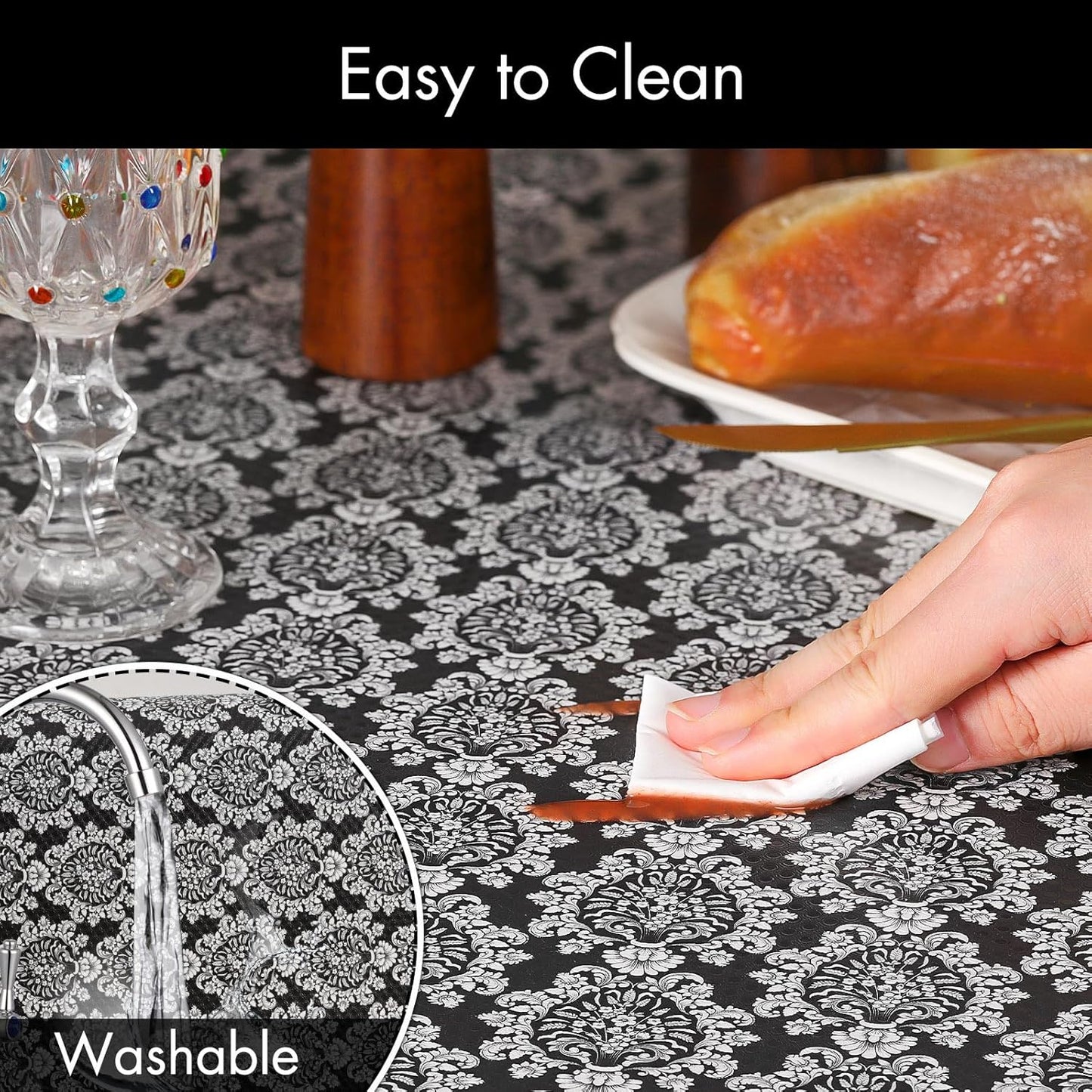 Cooyes Shelf and Drawer Liners for Kitchen Cabinets, Non-Adhesive Cabinet Liners, EVA Waterproof Durable Shelf Paper for Refrigerator, Shelves, Cupboard with European Pattern, Easy to Cut