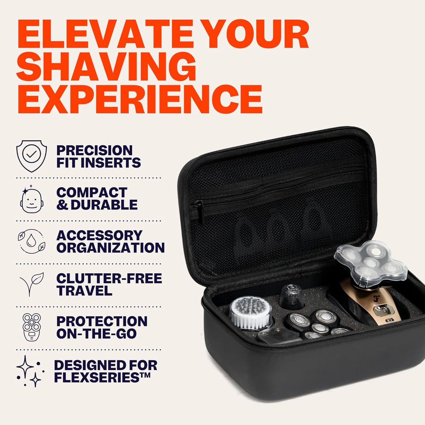 FlexSeries Travel Case - Robust and Water-Resistant, Enhanced Durability, Customizable Foam Inserts, Spacious and Portable, Compatible with FlexSeries Shaver for Men and Women