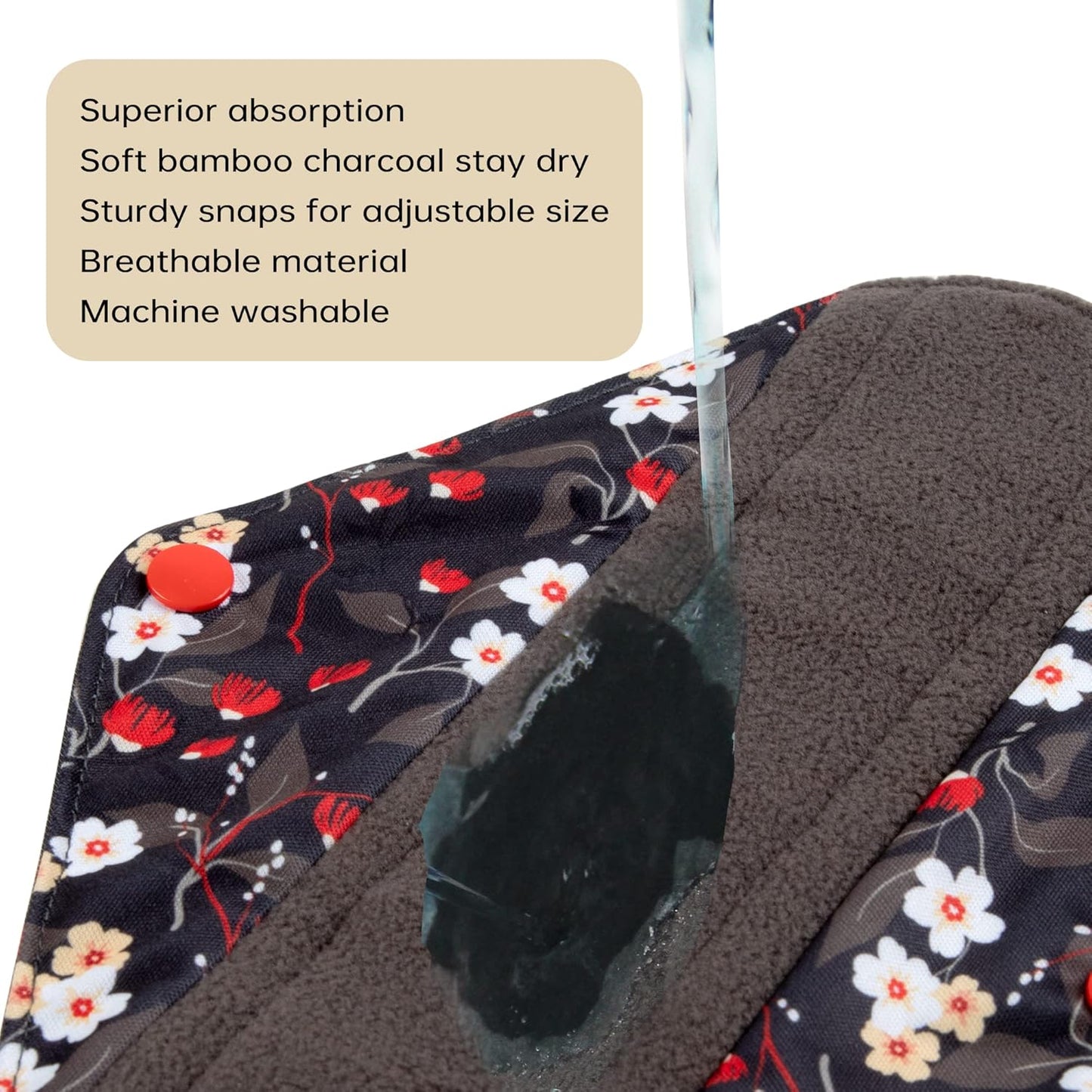 Leekalos Reusable Menstrual Pads - Bamboo Menstrual Cloth Pads | Light Incontinence Pads | Reusable Sanitary Pads - Pack of 6, 1 Cloth Mini Wet Bag