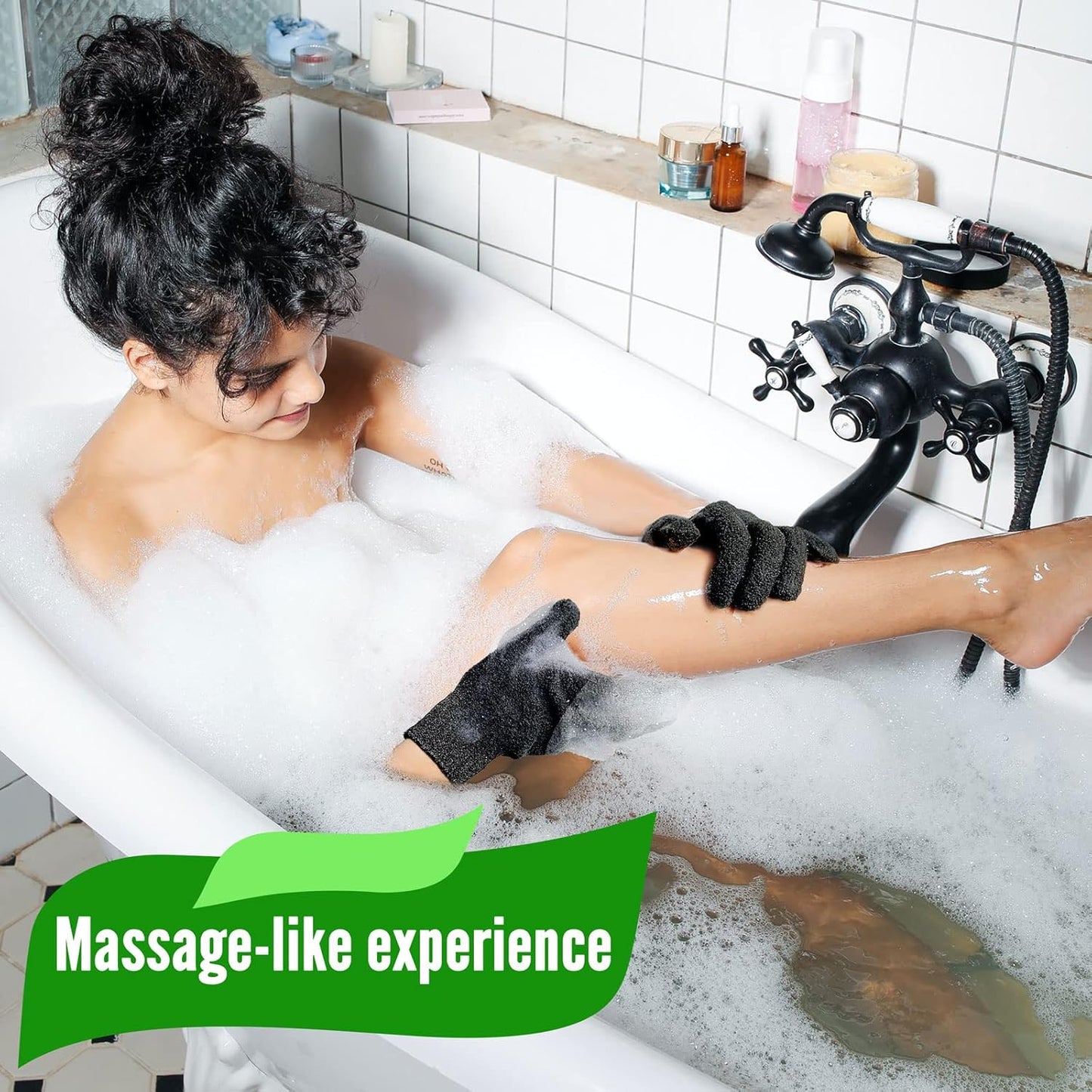 MIG4U Shower Exfoliating Scrub Gloves, Bathing Gloves Body Wash Dead Skin Removal Deep Cleansing Sponge Loofah for Women Men