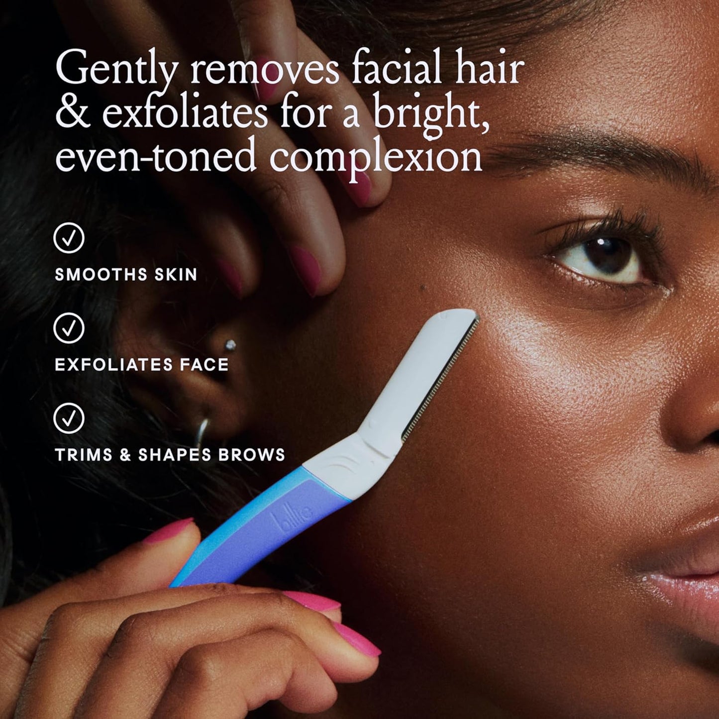 Billie - Dermaplane Starter Kit - Reusable Handle + 3 Refill Blades - Remove Facial Hair + Perfectly Shape Brows - Dermatologist-Approved - WaterPark