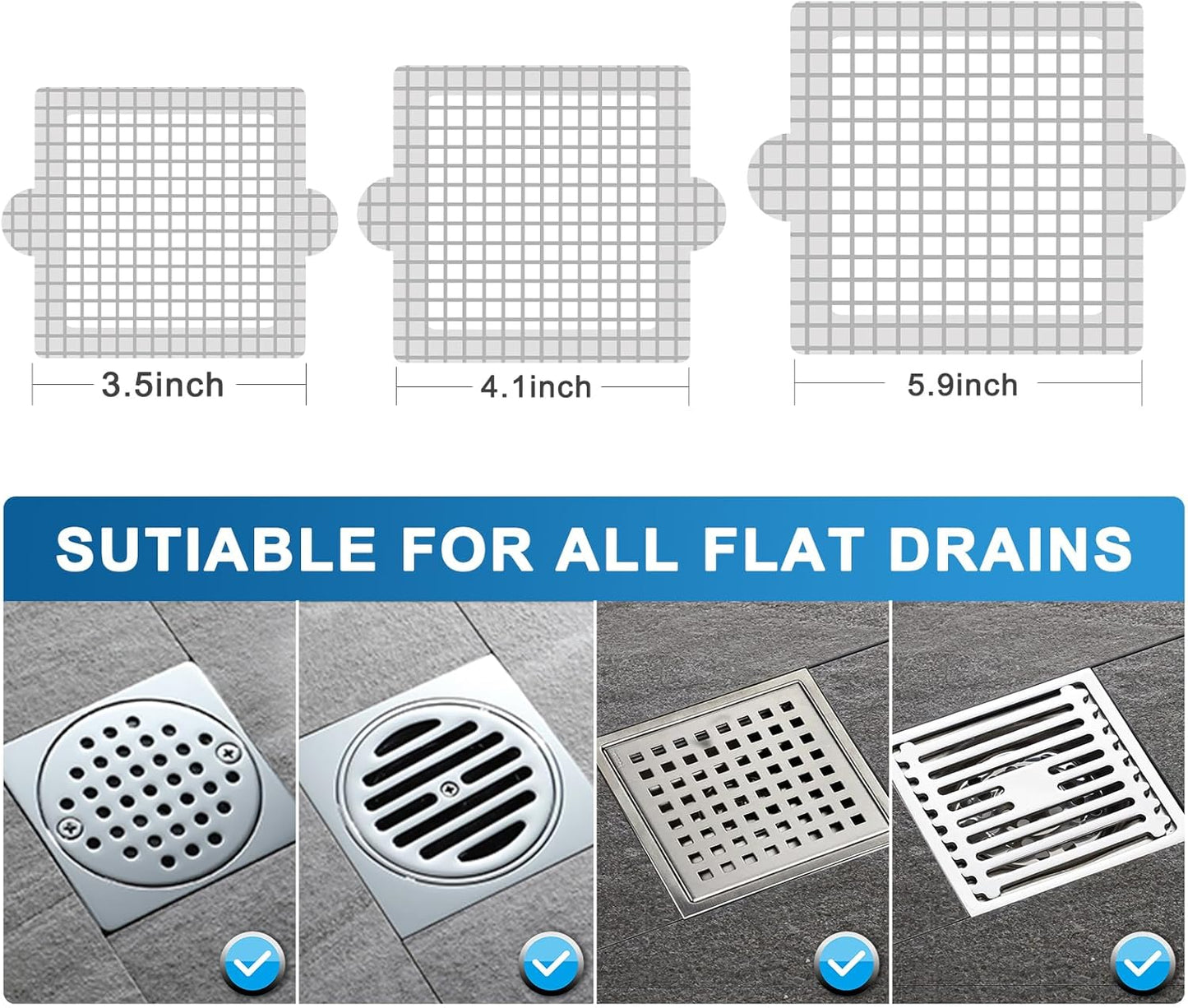 Disposable Shower Drain Hair Catcher, Shower Drain Cover Mesh Stickers, 25 Pack (4.1 Inch)