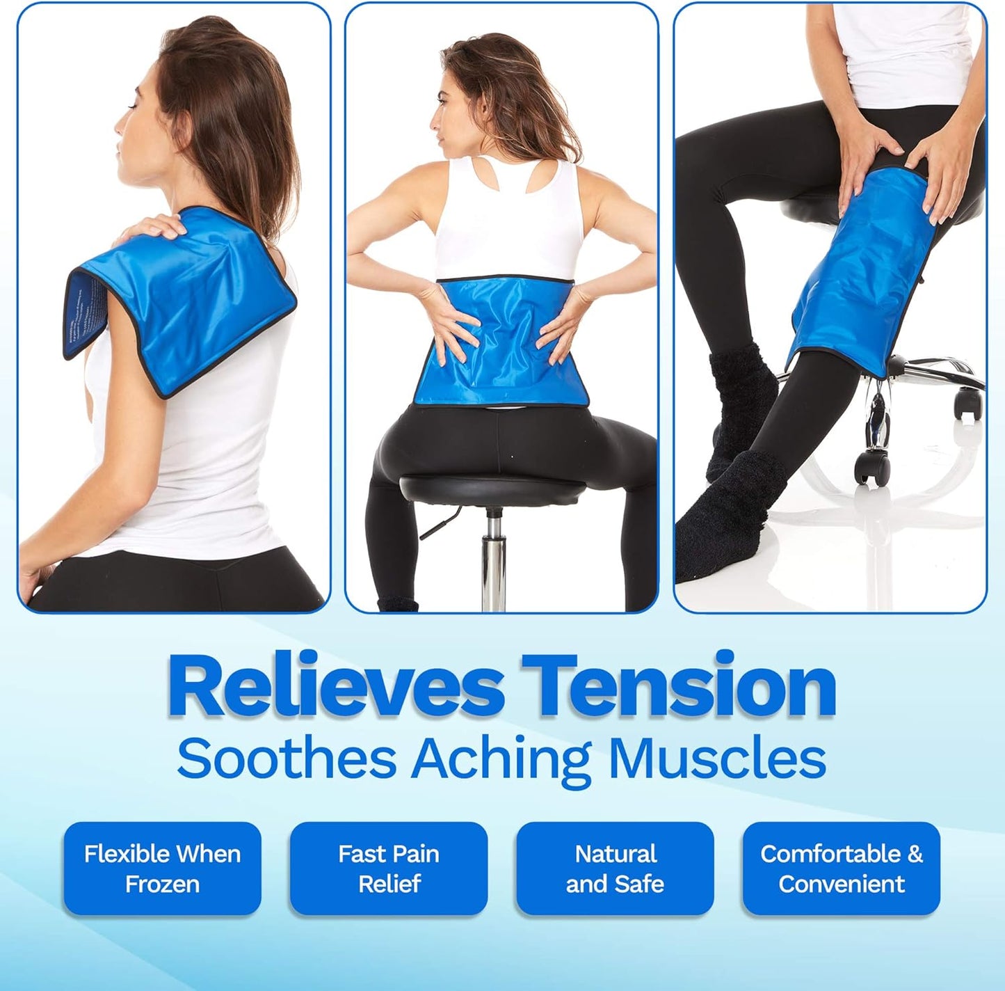 4 Pack XXL Reusable Hot and Cold Gel Ice Packs for Injuries | Cold Compress, Ice Pack, Gel Ice Packs, Cold Pack, ice Pack, Cold Packs for Injuries | 11x14.5 in