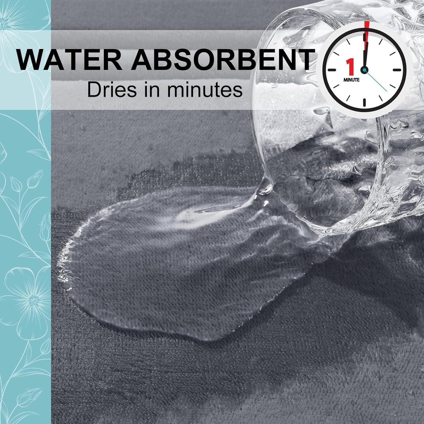 Grandaily Memory Foam Bath Mat Rug 59x20, Ultra Soft, Non-Slip and Absorbent Bathroom Rugs, Machine Wash Dry, Comfortable Bath Carpet for Bathroom Floor, Tub and Shower, Dark Grey