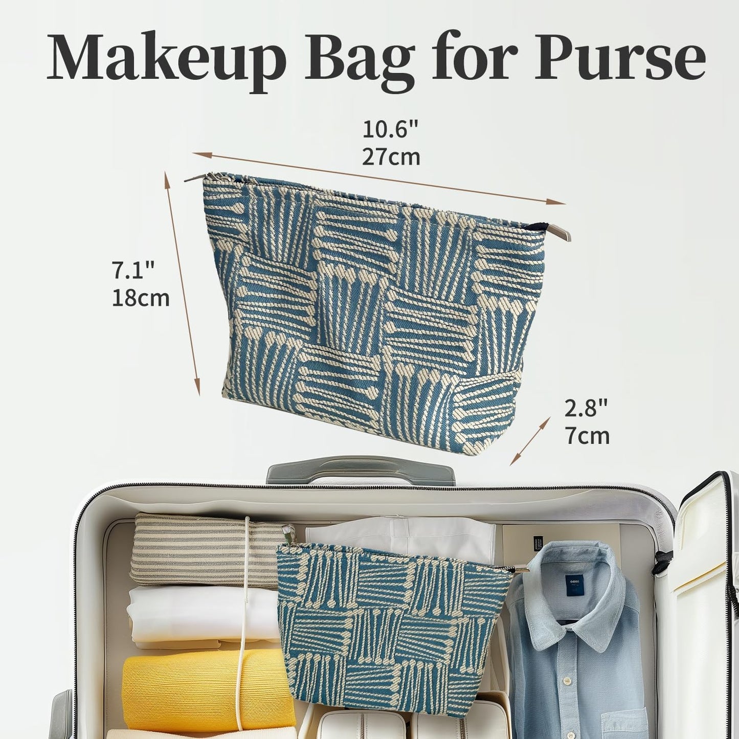 Makeup Bag for Women, Creative Cosmetic Bag, Large Zipper Pouch(10.6" * 7.1" * 2.8"), Aesthetic Make Up Bag for Purse, Perfect for Storing Makeup And Accessories, Makeup Bag for Daily Travel Gifting