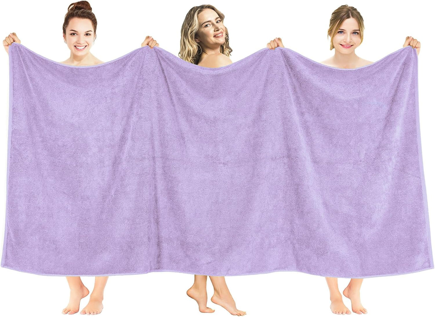 American Soft Linen Oversized Bath Sheet 40x80 Extra Large for Bathroom, 600 GSM 100% Cotton Turkish Jumbo Bathsheet Towels for Adults, Lilac Bath Sheet