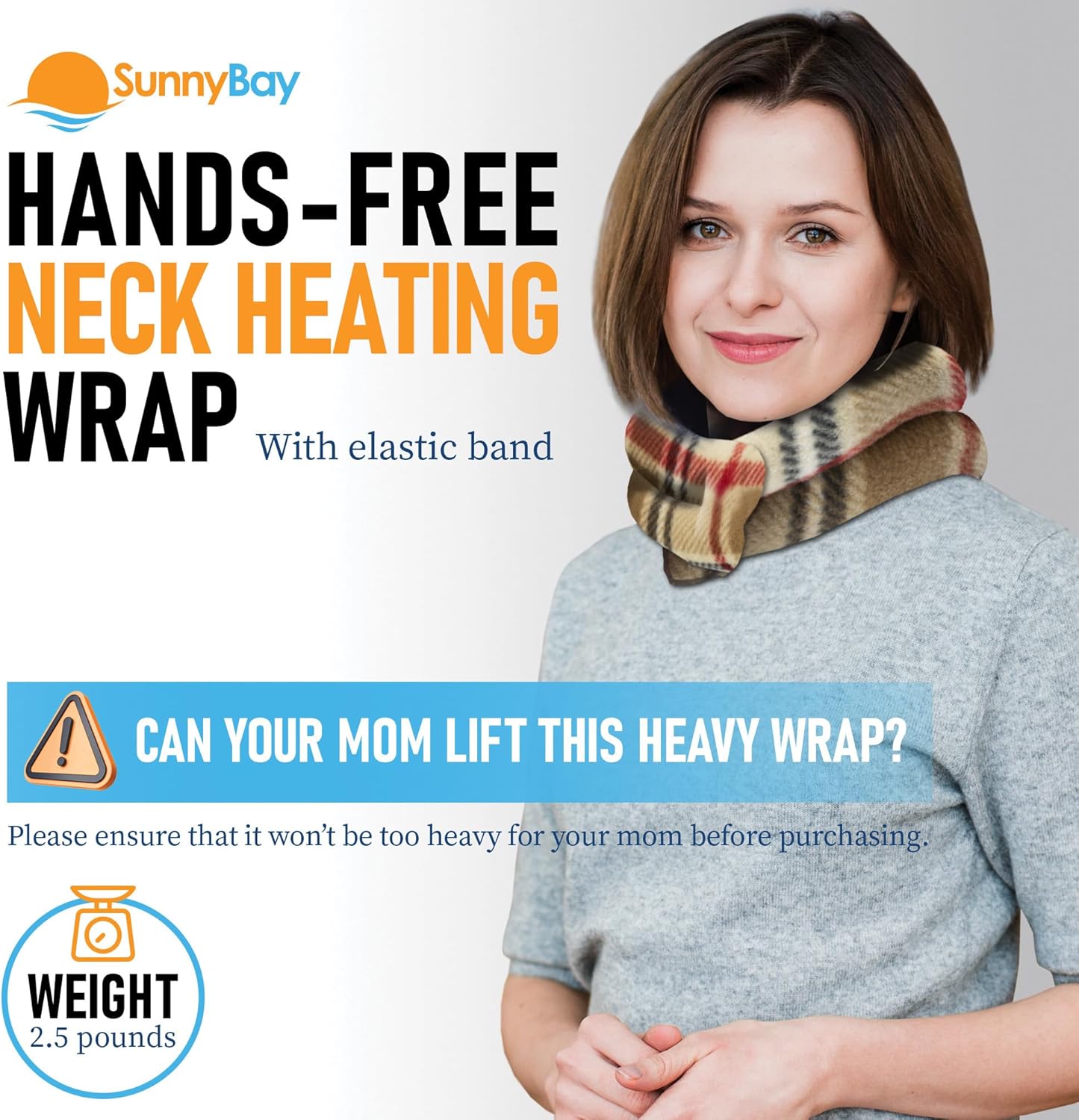 SunnyBay Microwave Heating Pad, Microwavable Heated Neck and Shoulder Wrap, Moist and Weighted Hands-Free Beanbag Pack with Wide Neck Coverage, 2.5 lbs, 26 Inches Long-Length, Made in USA, London