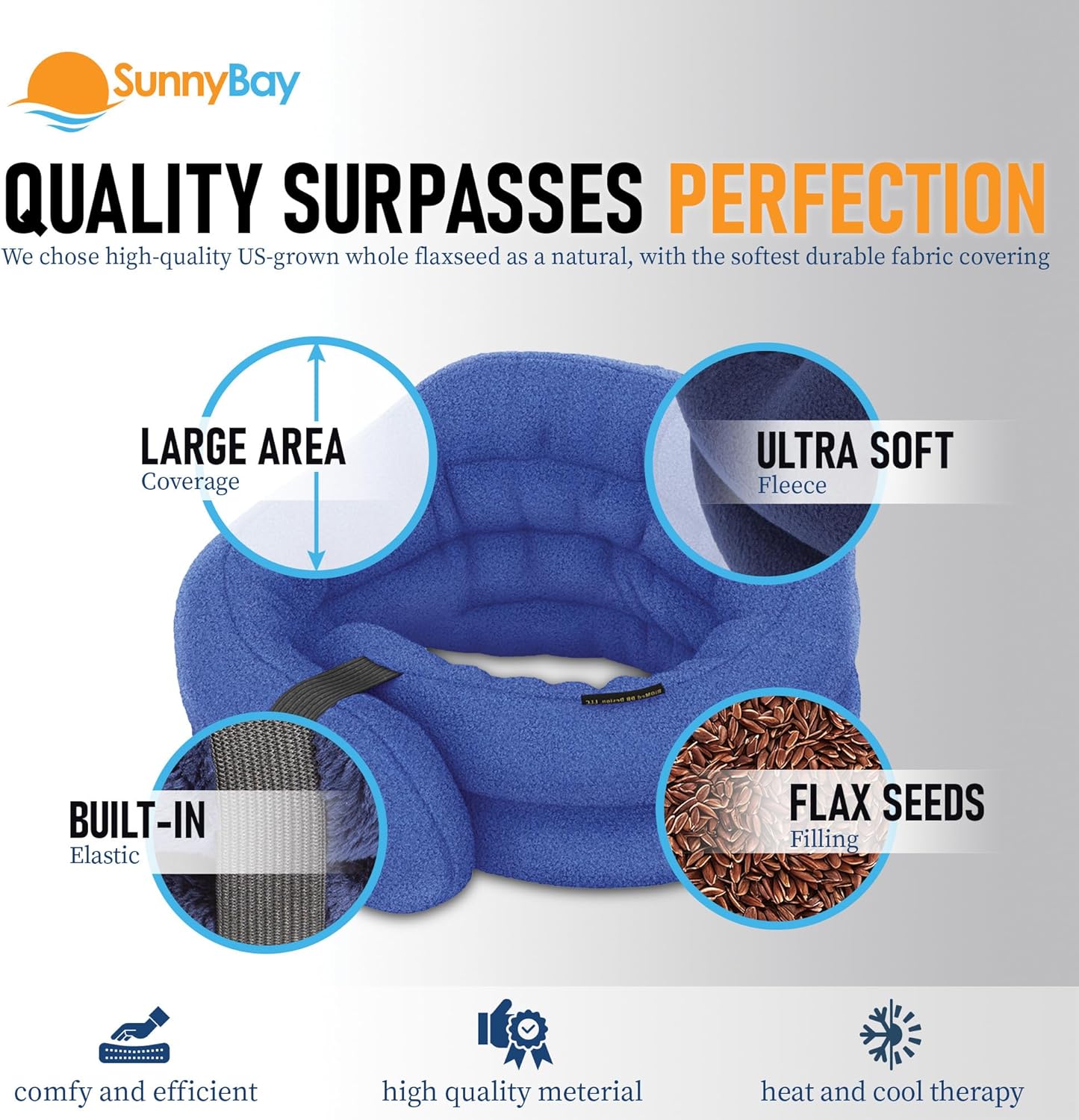 SunnyBay Microwave Heating Pad, Microwavable Heated Neck and Shoulder Wrap, Hands-Free Weighted Moist Hot or Cool Pack, Soft Fleece Cover and Flaxseed Filling, 26 Inch Length, SkyBlue