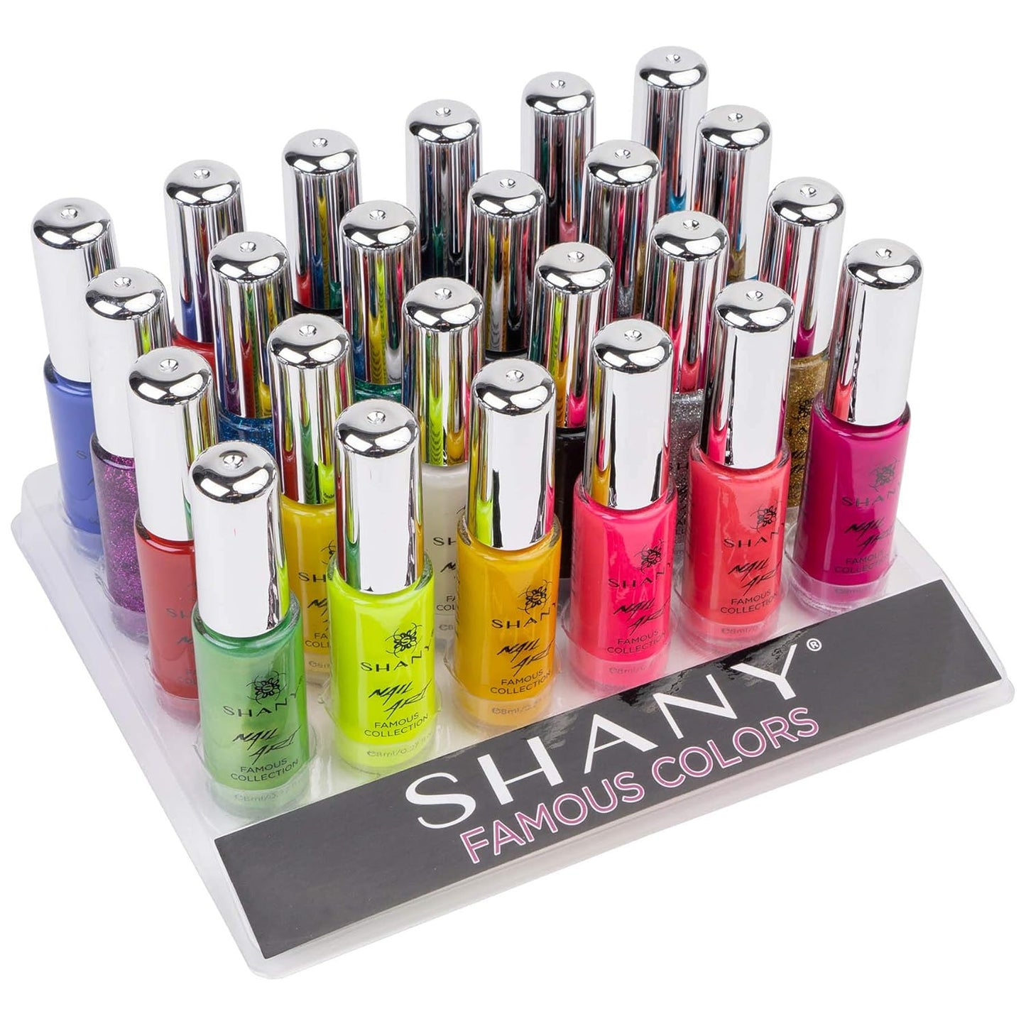 SHANY Nail Art Set Nail Polish - Glitter, Metallic, Pearls, Neon and Matte Nail Polish Nail Art Drawing Decoration Set With Built-in Thin Nail Art Brush - 24 Famous Colors Nail Polish Bulk