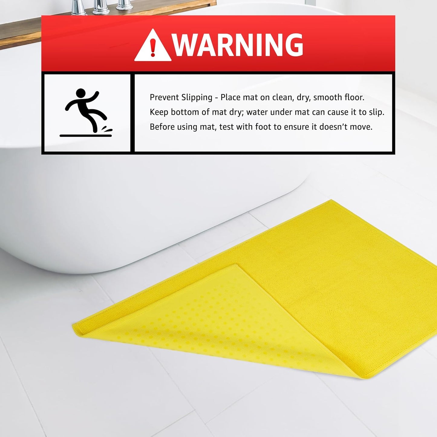 American Soft Linen Bath Rug, 20 in 34 in 100% Cotton Bath Mats Rugs for Bathroom, Slip Reducer Washable Shaggy Form Area Rugs, Yellow Bath Rug