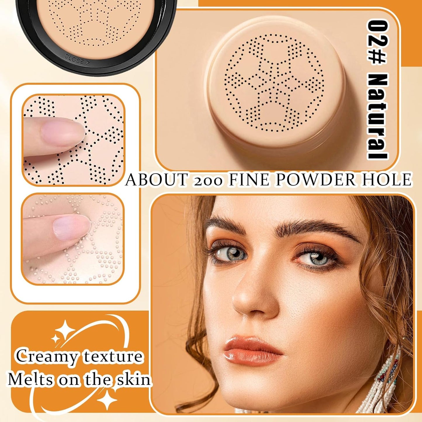Mushroom Head Air Cushion CC Cream Foundation Makeup,Moisturizing BB Cream Face Makeup Liquid Foundation,Long Lasting Full Coverage Concealer for All Skin Types（Natural）