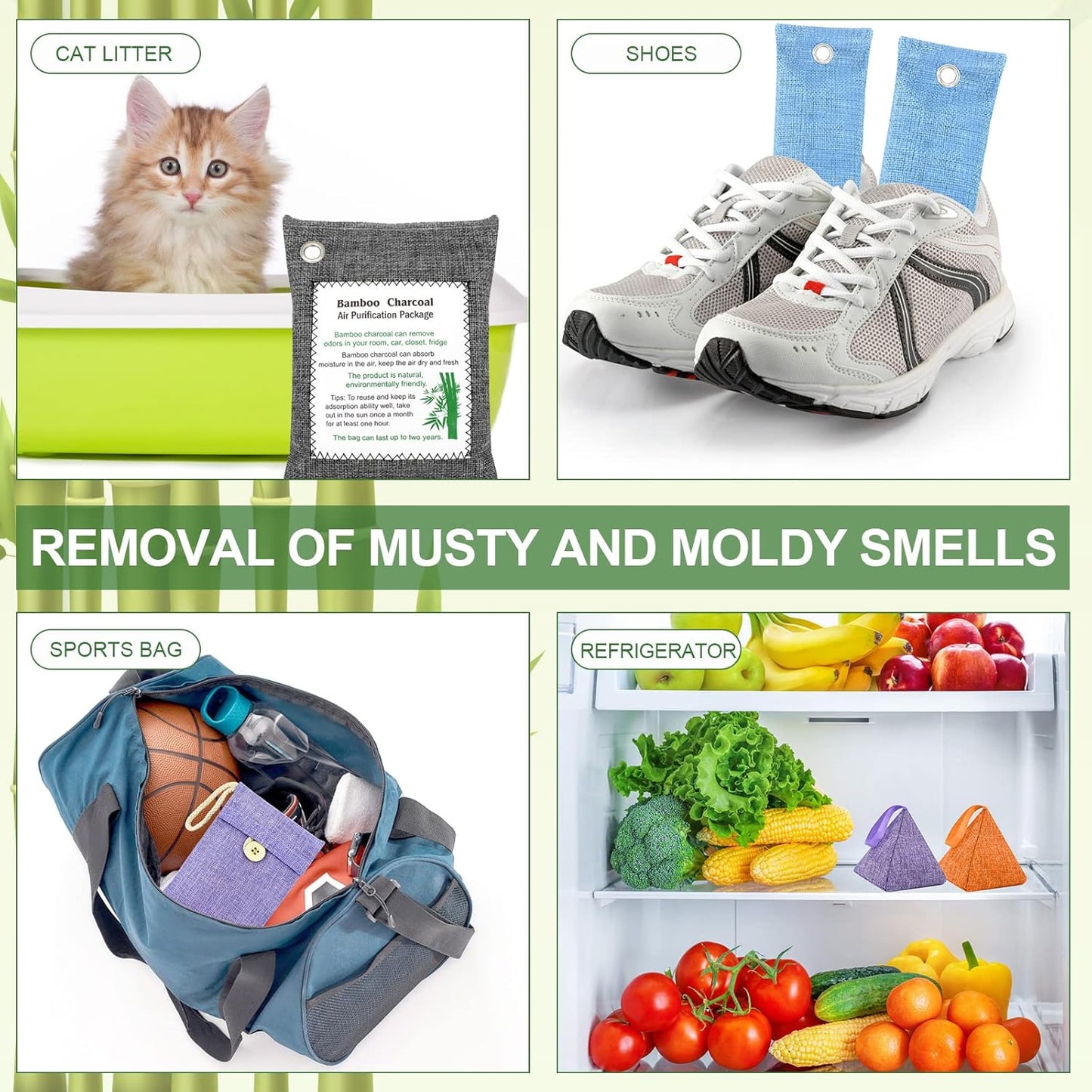 Bamboo Charcoal Bags Odor Absorber 20 Pack×50g Bamboo Charcoal Air Purifying Bags, for Car Air Fresheners, Odor Eliminator for Home，Shoe Deodorizer - Colorful-Activated Charcoal Odor Absorbers