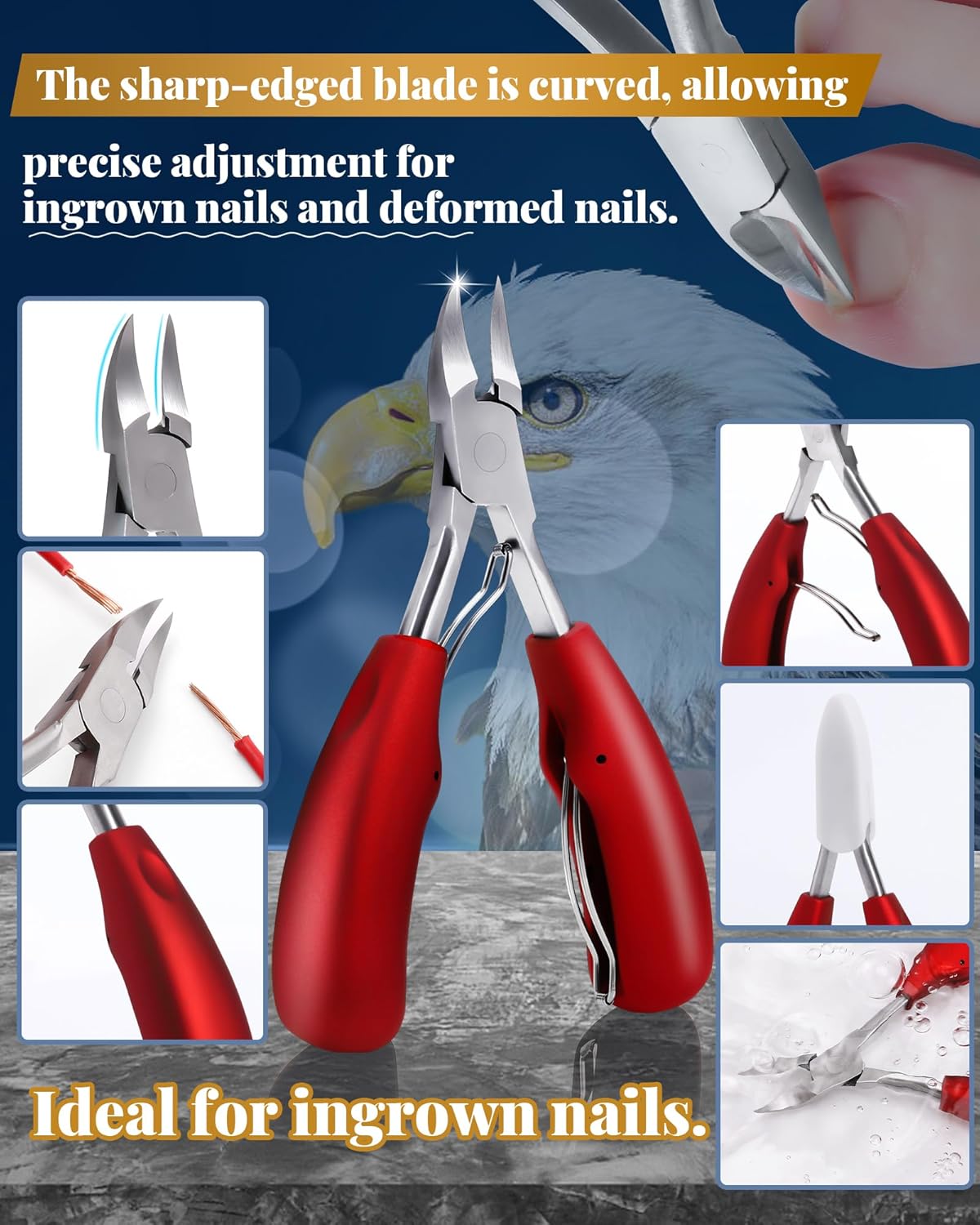 5Pcs Professional Nail Clippers Set for Ingrown & Thick Nails, Heavy Duty Toenail Clippers for Seniors, Men, Women