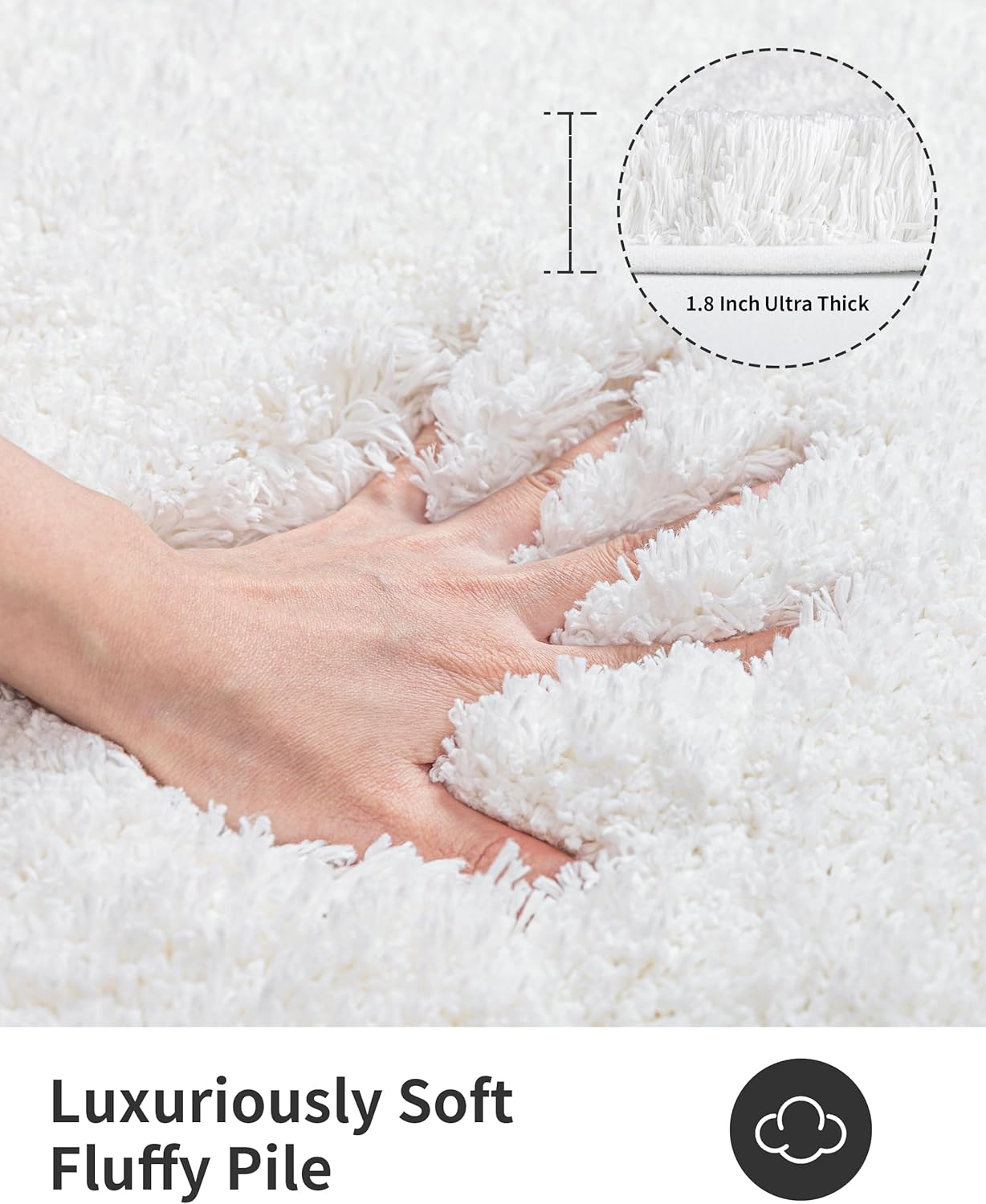 ILANGO White Bathroom Rugs 70" × 24" Non Slip & Super Absorbent Extra Thick Soft, Washable Bath Carpet Runner for Floor, Microfiber Plush Shaggy Bath Mats with Rubber for Bedroom Bathtub Shower Room