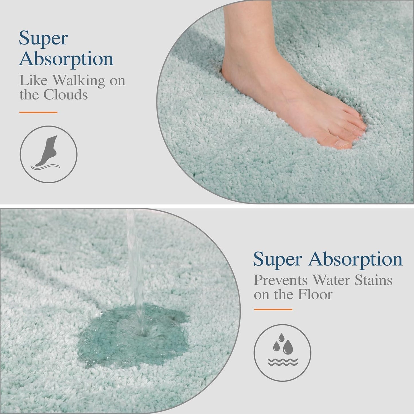 Walensee Large Bathroom Rug (24 x 72, Aqua) Extra Soft and Absorbent Shaggy Bath Mat Machine Washable Microfiber Non Slip Luxury Floor Mat