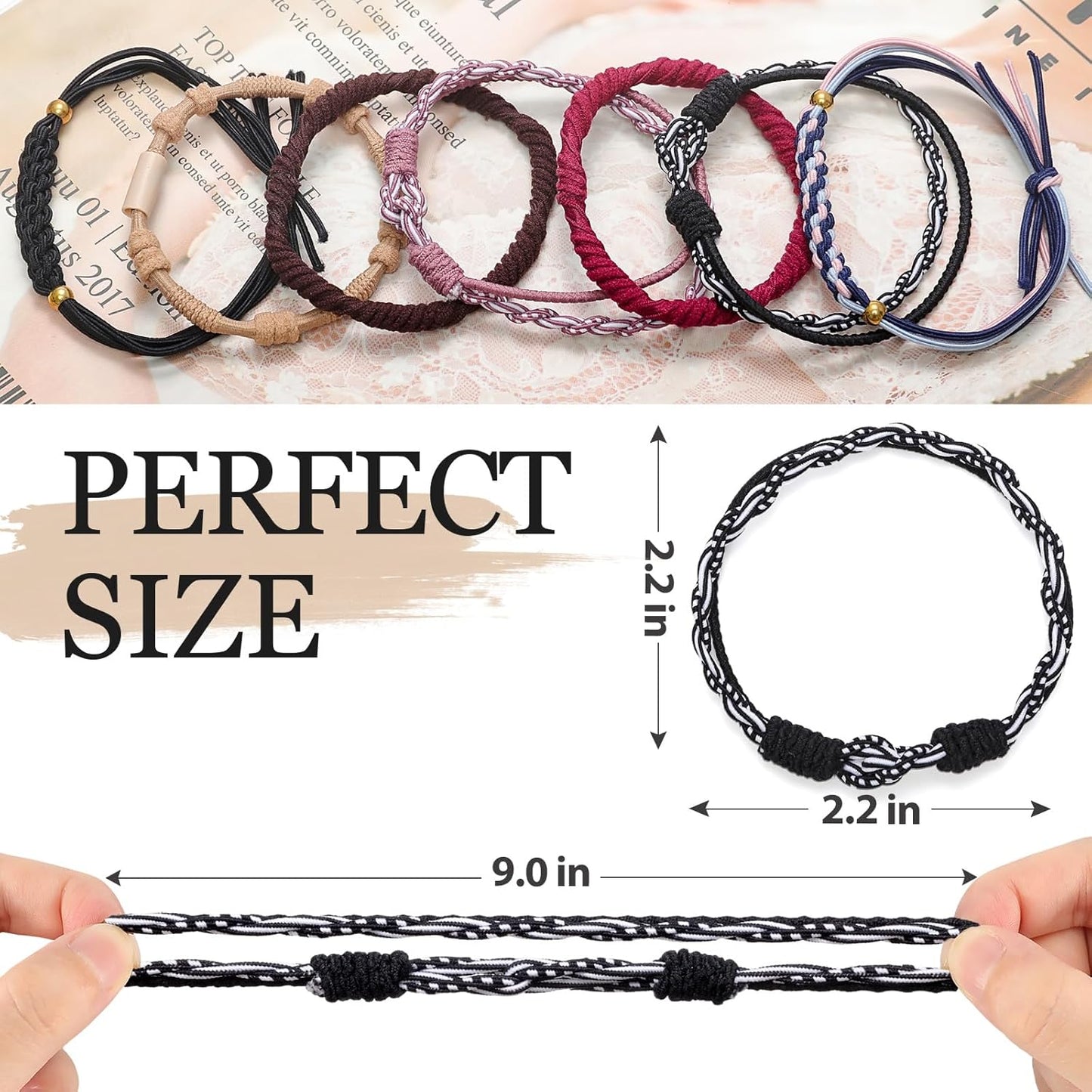 Boho Hair Ties For Girls, 20pcs Hair Tie Bracelet, Elastic Hair Ties, Hair Bands For Ponytails, Ponytail Holder For Daily Life, Sport, Cooking, Working