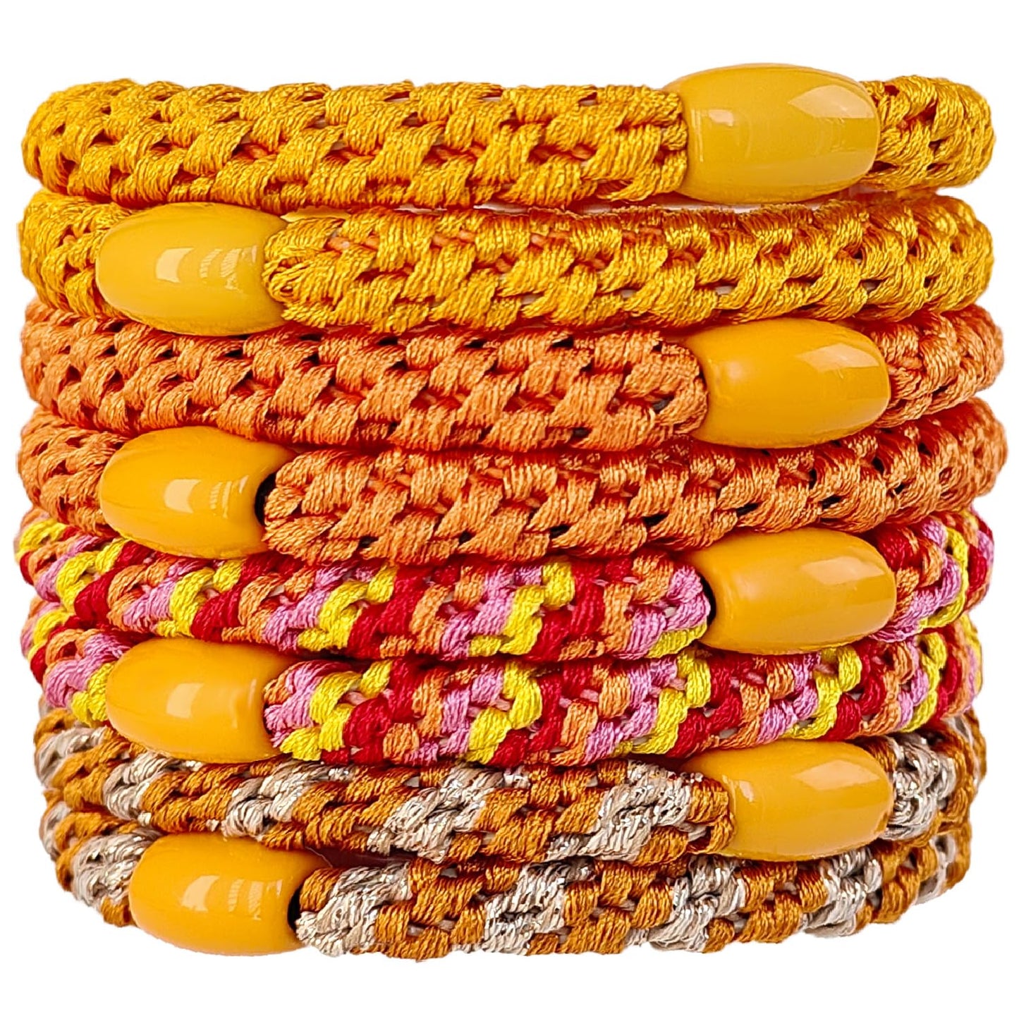 AXEN 8PCS Elastic Hair Tie for Women Girls, Cotton Bands Soft Woven Ponytail Holders for Thick Hair and Curly Hair, Orange