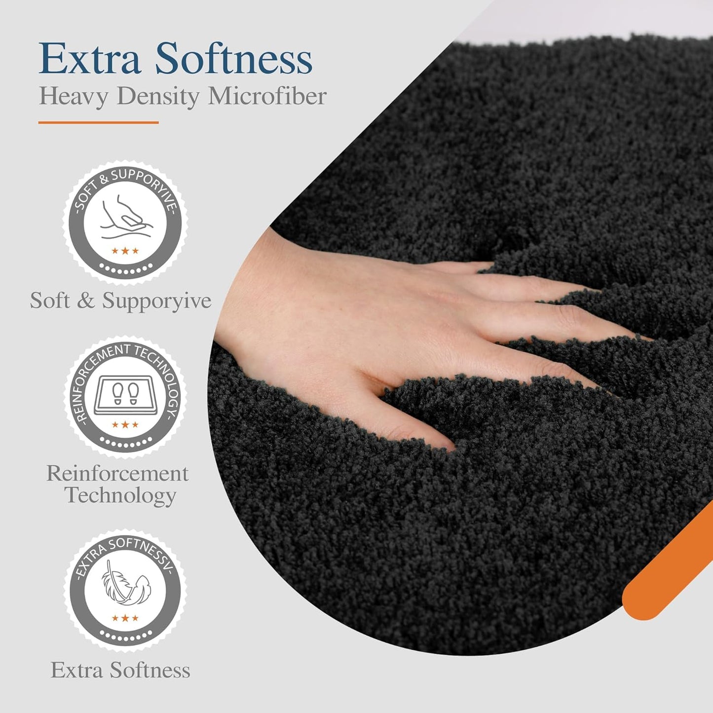 Walensee Large Bathroom Rug (24 x 36, Black) Extra Soft and Absorbent Shaggy Bath Mat Machine Washable Microfiber Non Slip Luxury Floor Mat