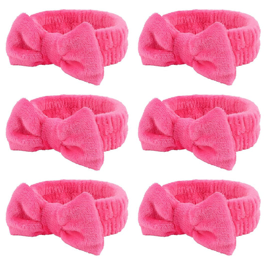 Casoty 6 Pcs Spa Headbands, Hair Holder for Washing Face, Soft Coral Fleece Makeup Headband for Washing Face, Bow Hair Bands, Skin Care Headband for Face Washing Shower Skin Care Yoga