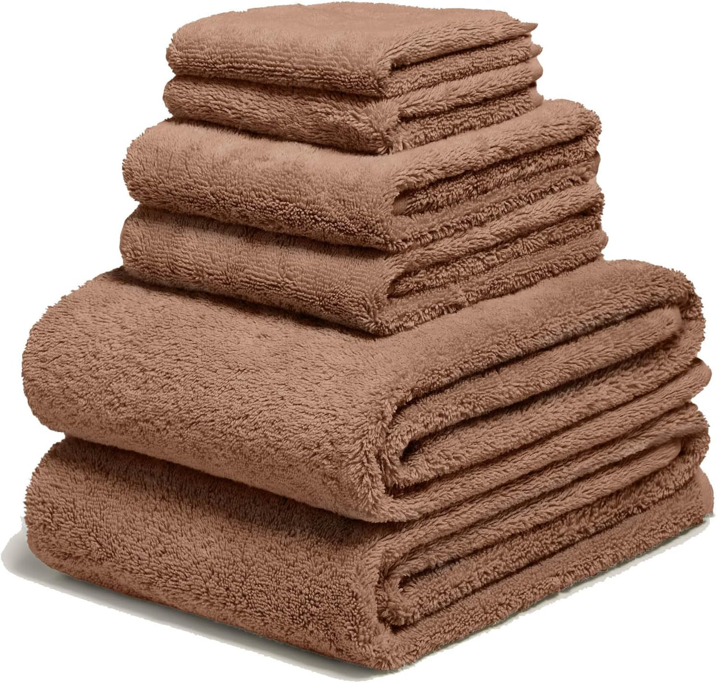 IItalic Ultraplush Australian Cotton Towels Standard 6 Piece Set, 2 Bath, 2 Hand, 2 Washcloths, 800GSM Lightweight, Highly Absorbent & Quick Drying Soft Resort Grade Towels (Clay)