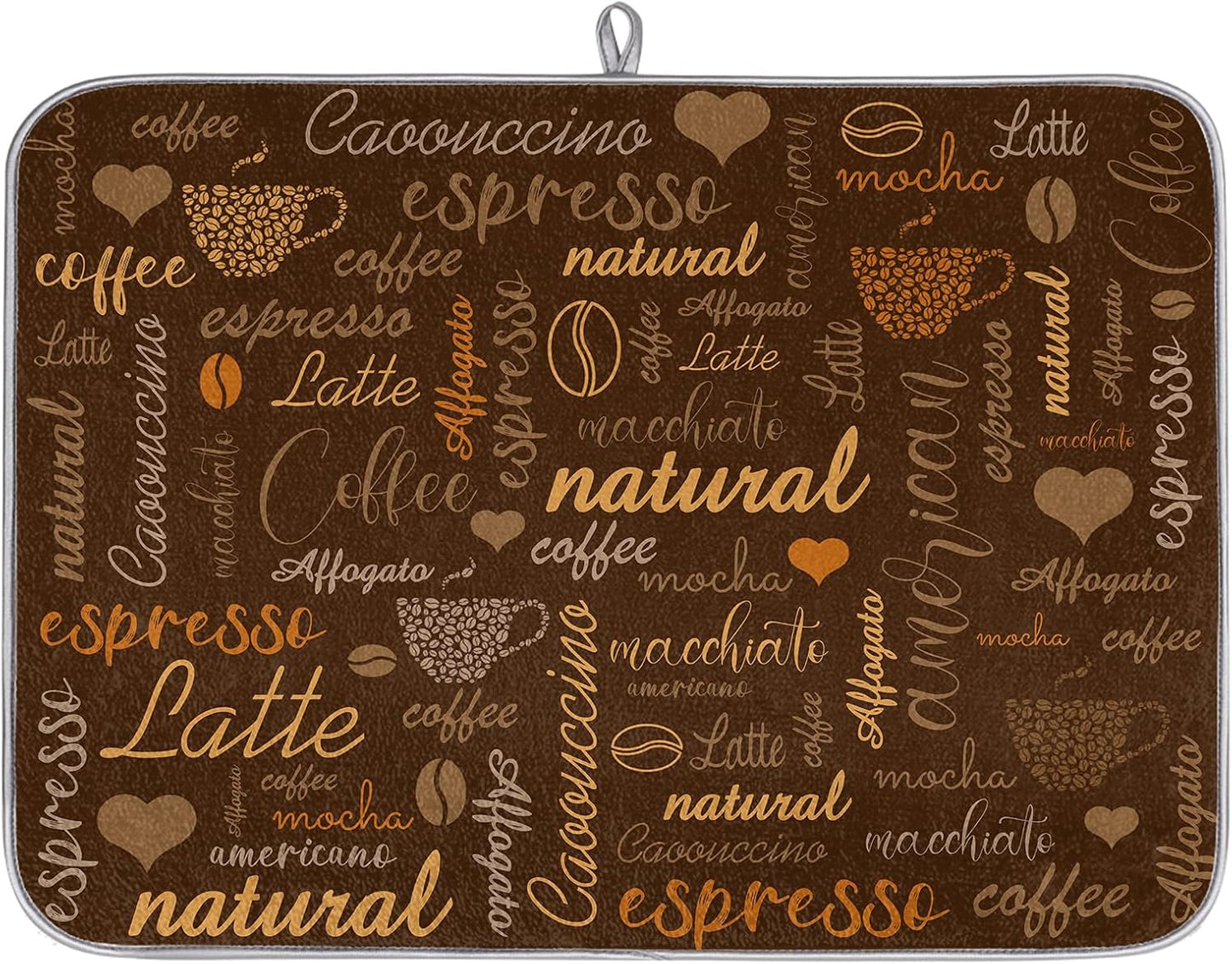 Hexteria Coffee Dish Drying Mat - Countertop Mat, Quick Drying, 18"x24", Brown