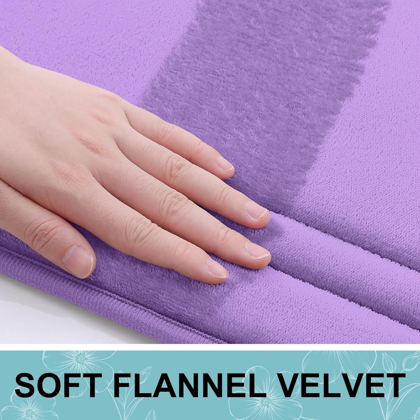 Grandaily Memory Foam Bath Mat Rug 24x16, Ultra Soft, Non-Slip and Absorbent Bathroom Rugs, Machine Wash Dry, Comfortable Bath Carpet for Bathroom Floor, Tub and Shower, Lavender
