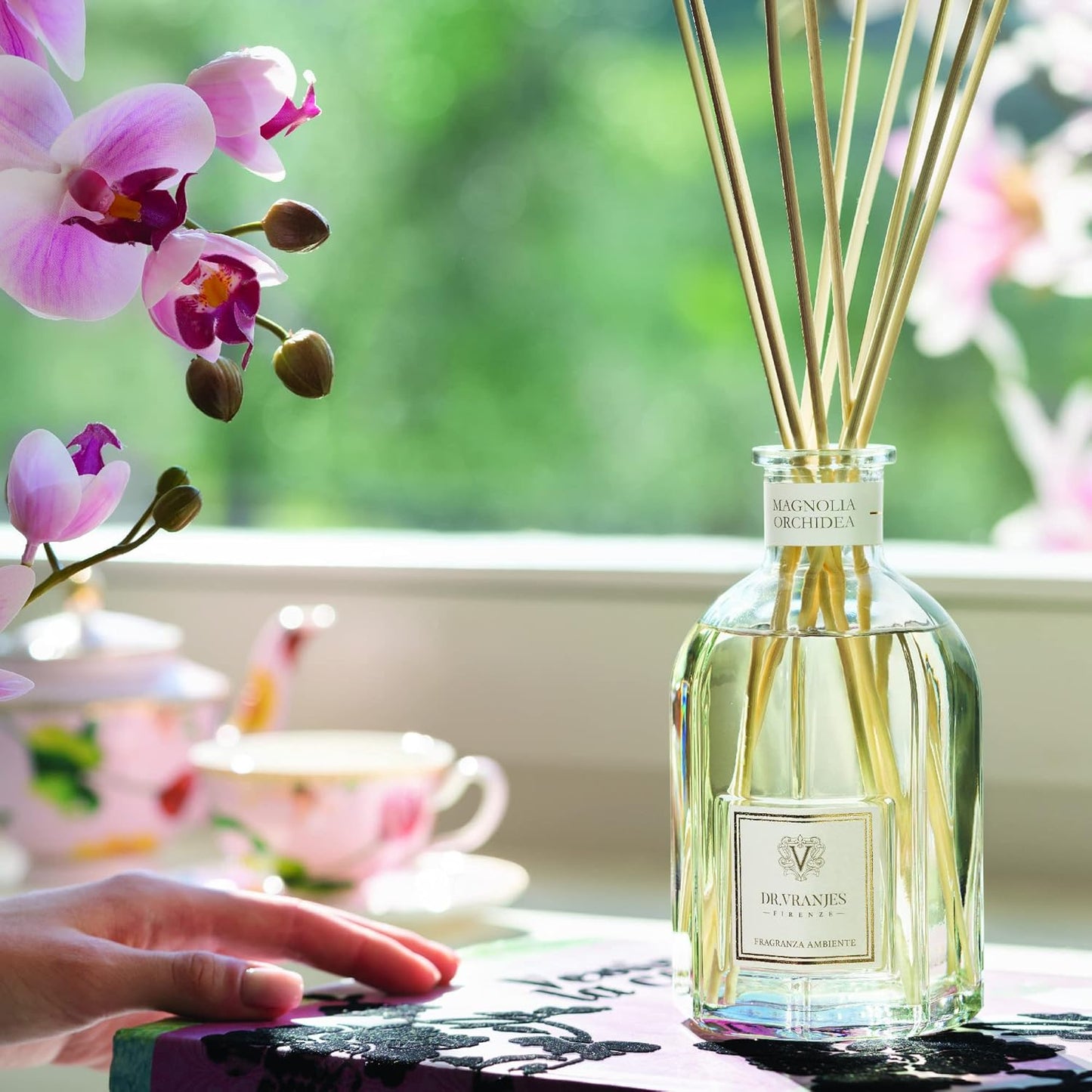 Dr. Vranjes – Magnolia Orchidea Diffuser 250ml + Double Pack of White Sticks (3 Pieces Bundle) – Luxury Home Fragrance, Made in Italy, Main Scent Floral: Magnolia and Orchid