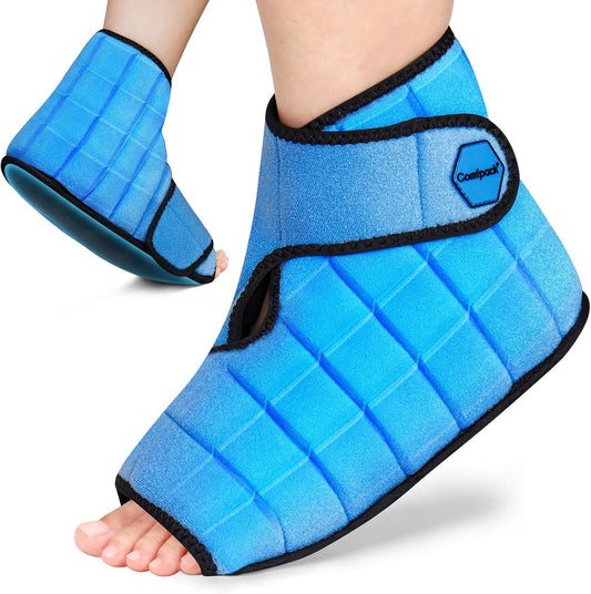 Foot Ice Pack Wrap for Plantar Fasciitis Relief with 2 Hours Long Lasting Cold, Reusable Ice Boot for Injuries, Heel Pain, Swelling, Achilles Tendonitis, Surgery ﻿