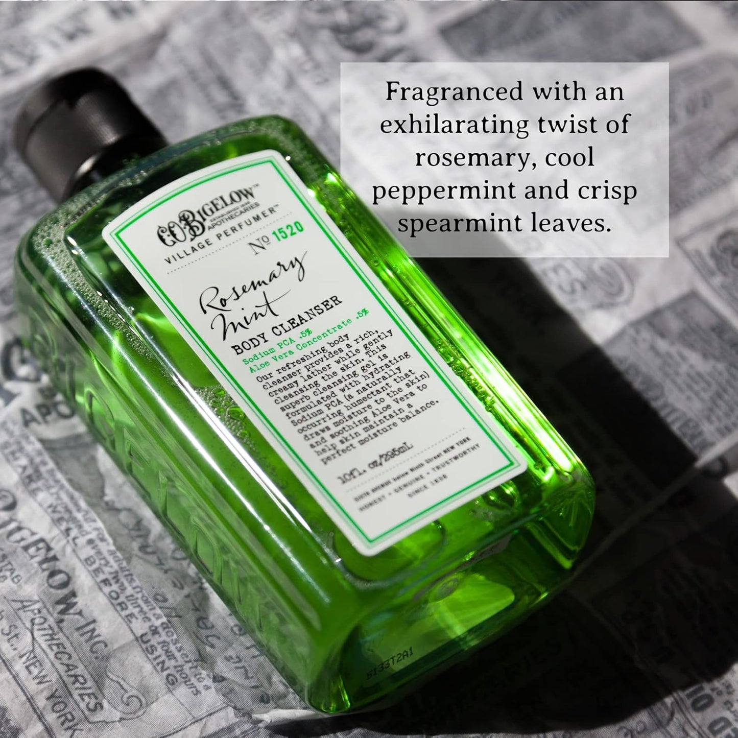 C.O. Bigelow Rosemary Mint Body Wash, Village Perfumer Moisturizing Body Wash with Aloe Vera, 10 Fl Oz