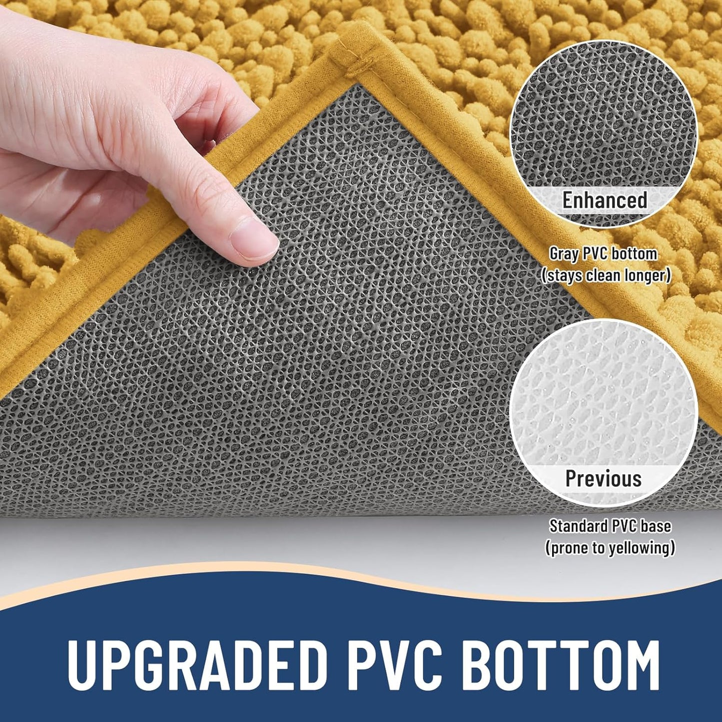 Arotive Luxury Chenille Bathroom Rug Mat, Extra Soft Thick Absorbent Shaggy Bath Rugs, Non-Slip Machine Wash Dry, Plush Bath Mats for Bathroom, Shower and Tub, 30x20, Golden Yellow