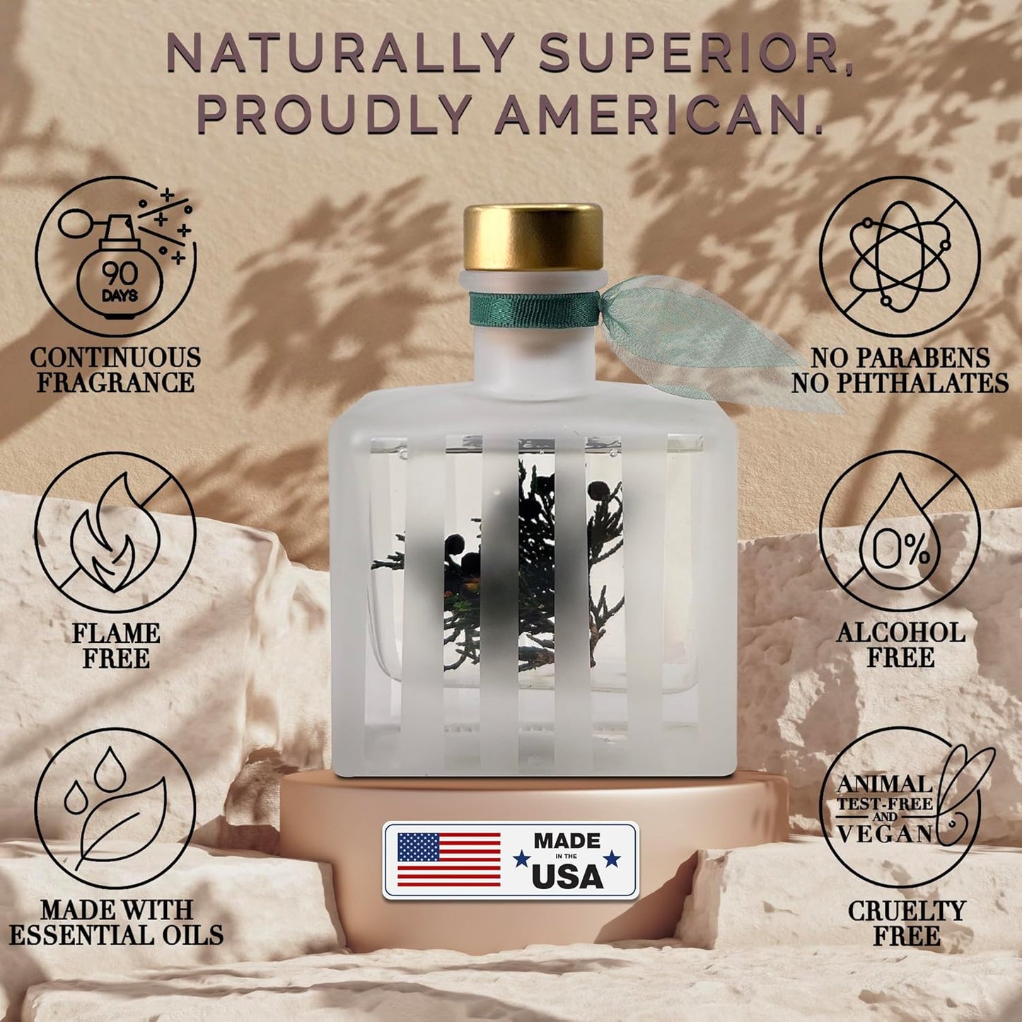 LOVSPA Reed Diffuser Set, Fraser Fir Scented Oil Diffuser with Sticks, Home Fragrance Accessories for Bathroom Shelf Decor, Aroma Diffusers for Home or Office Desk, USA Made