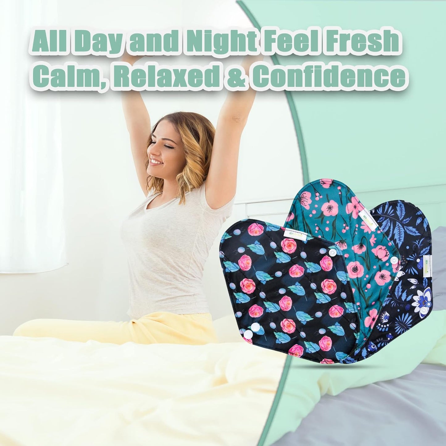 wegreeco Reusable Menstrual Pads - Reusable Sanitary Pads | Reusable Panty Liners | Soft Cloth Menstrual Pads - 6 Pack with 1 Cloth Mini Wet Bag (S, Rose)