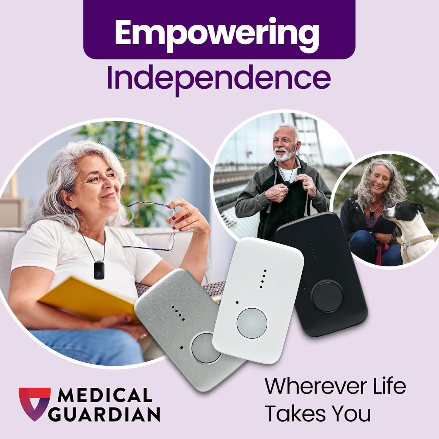 Medical Guardian MGMini | Medical Alert Device for Seniors | Water-Resistant, Emergency Call Button, 24/7 Monitoring, Step Counter, GPS Tracking | Monthly Subscription Required | Black