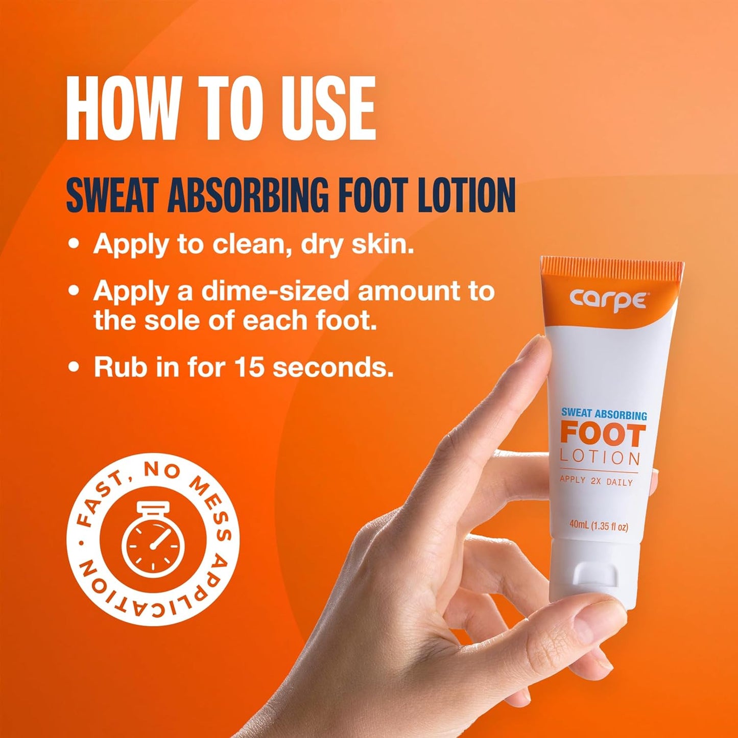 Carpe Sweat Absorbing Foot Lotion 3 Tubes WITH FREE APPLICATOR, A dermatologist-recommended solution to stop sweaty, smelly feet, Helps prevent blisters, Great for hyperhidrosis
