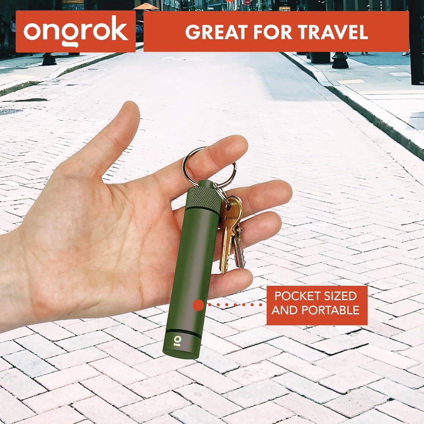 ONGROK Premium Storage Tube, Keychain, Pocket-Sized, Airtight, Aluminum Metal Holder and Case (Green)