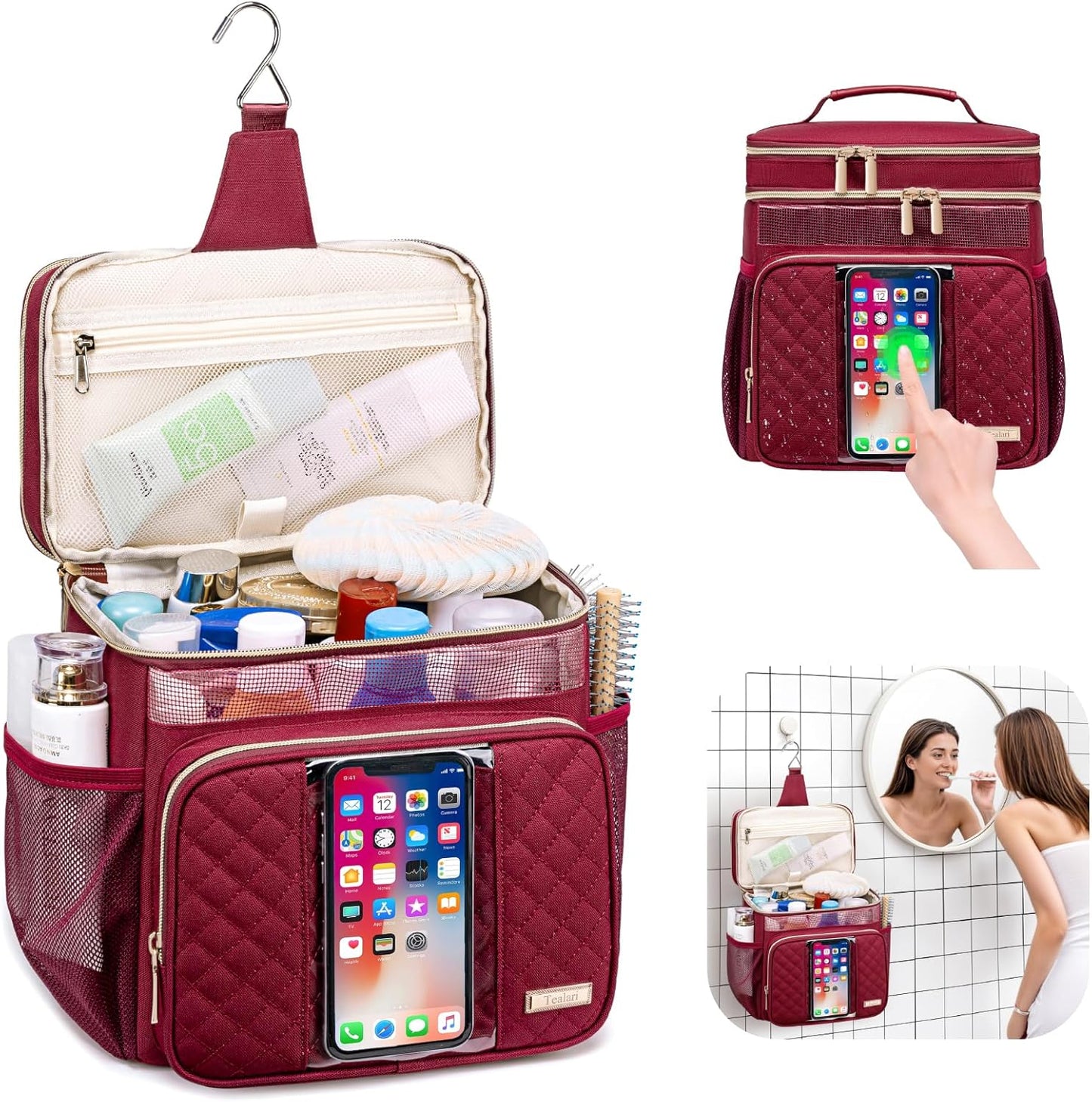 Large Toiletry Bag for Women Men,Bathroom Bag,Water Resistant Portable Shower Caddy for College Dorm,Hanging Toiletry Bags for Traveling,Gym Camping Cruise Ship Travel Essentials Shower Bag