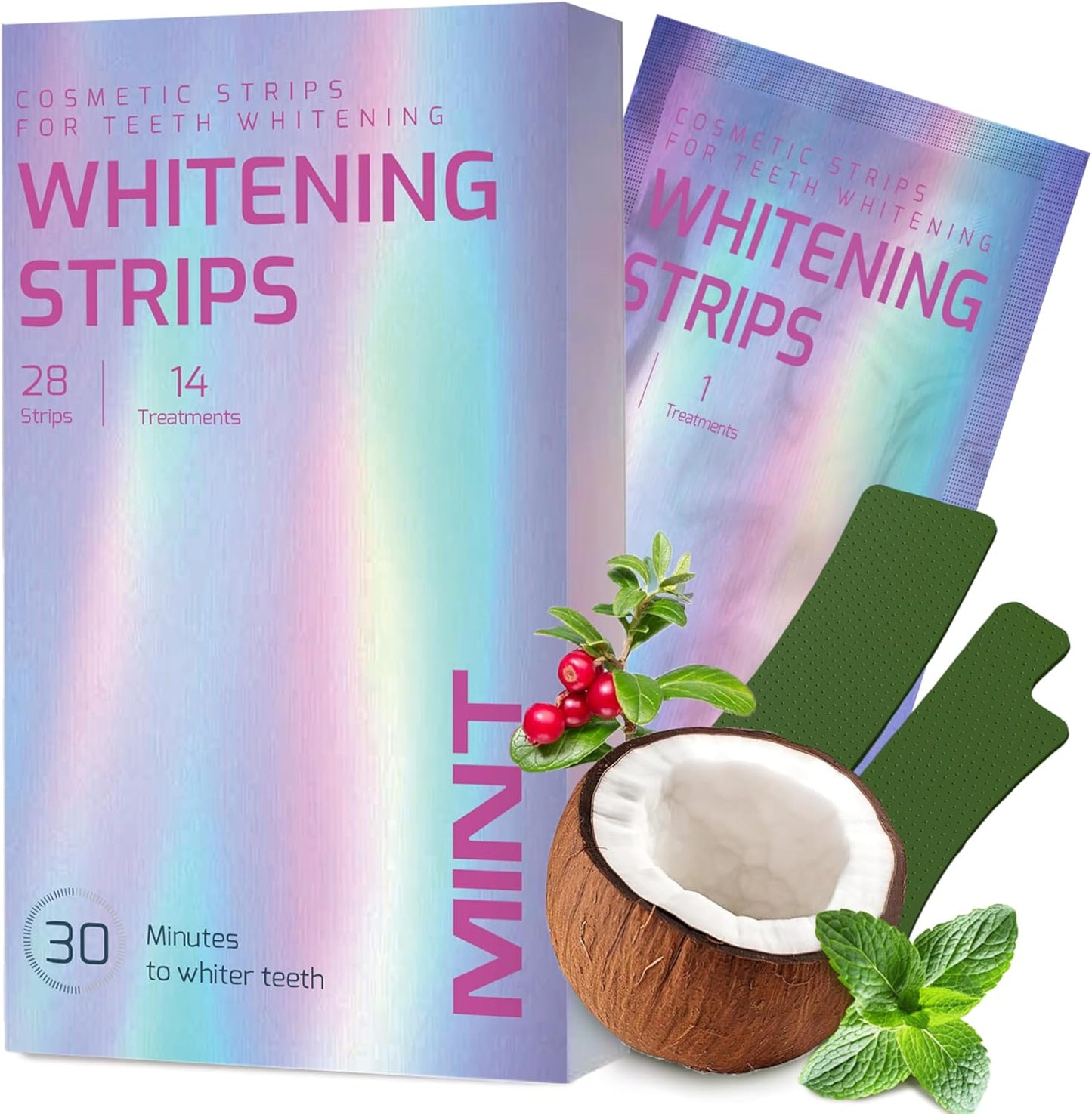 Gentle Teeth Whitening Strips - (28 Stripes) Bleaching Teeth Free of Peroxide for a Radiant Smile - Gentle Tooth whitening