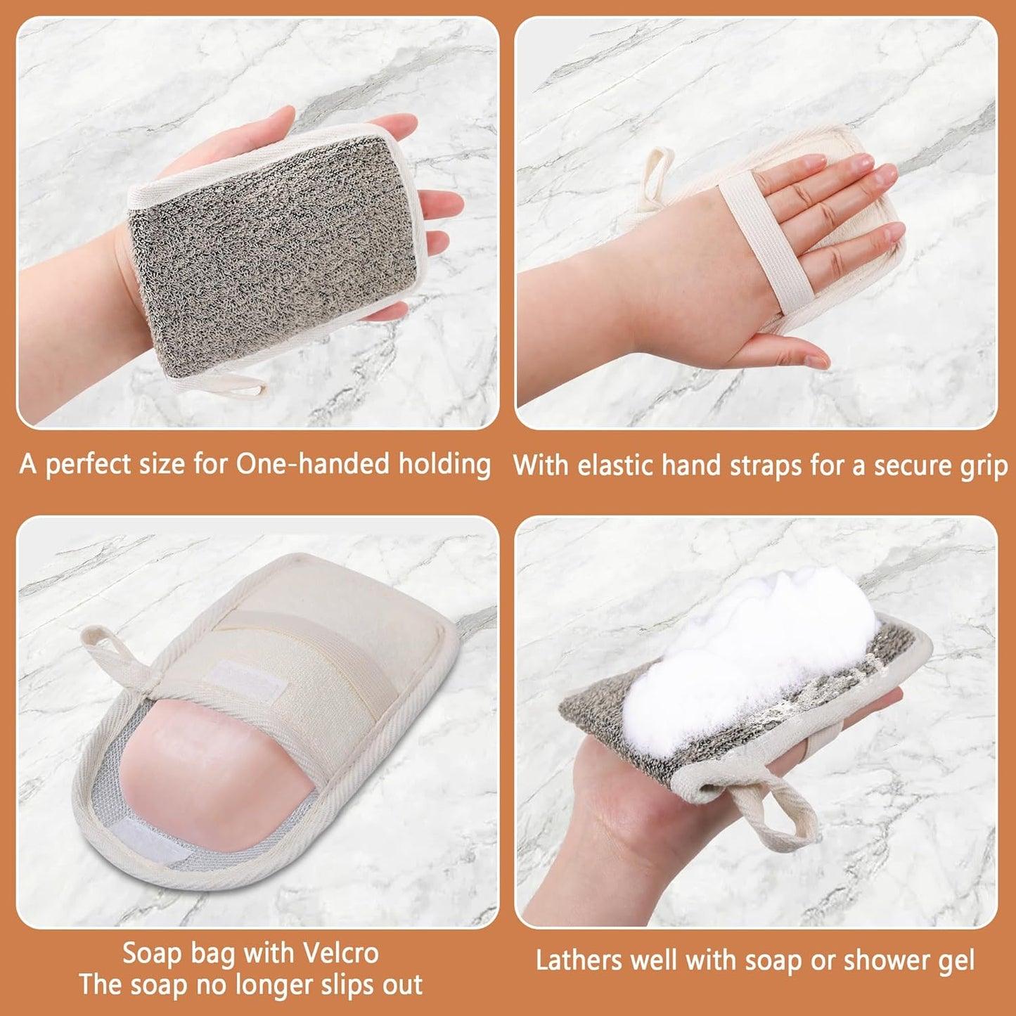 OWIIZI Bar Soap Scrubber Pouch Exfoliating Body Sponge, Bath Scrub Soap Bags for Soap Bars, Soap Saver Exfoliator Shower Pad Lather Sock for Men Women Elderly (2 Pcs)