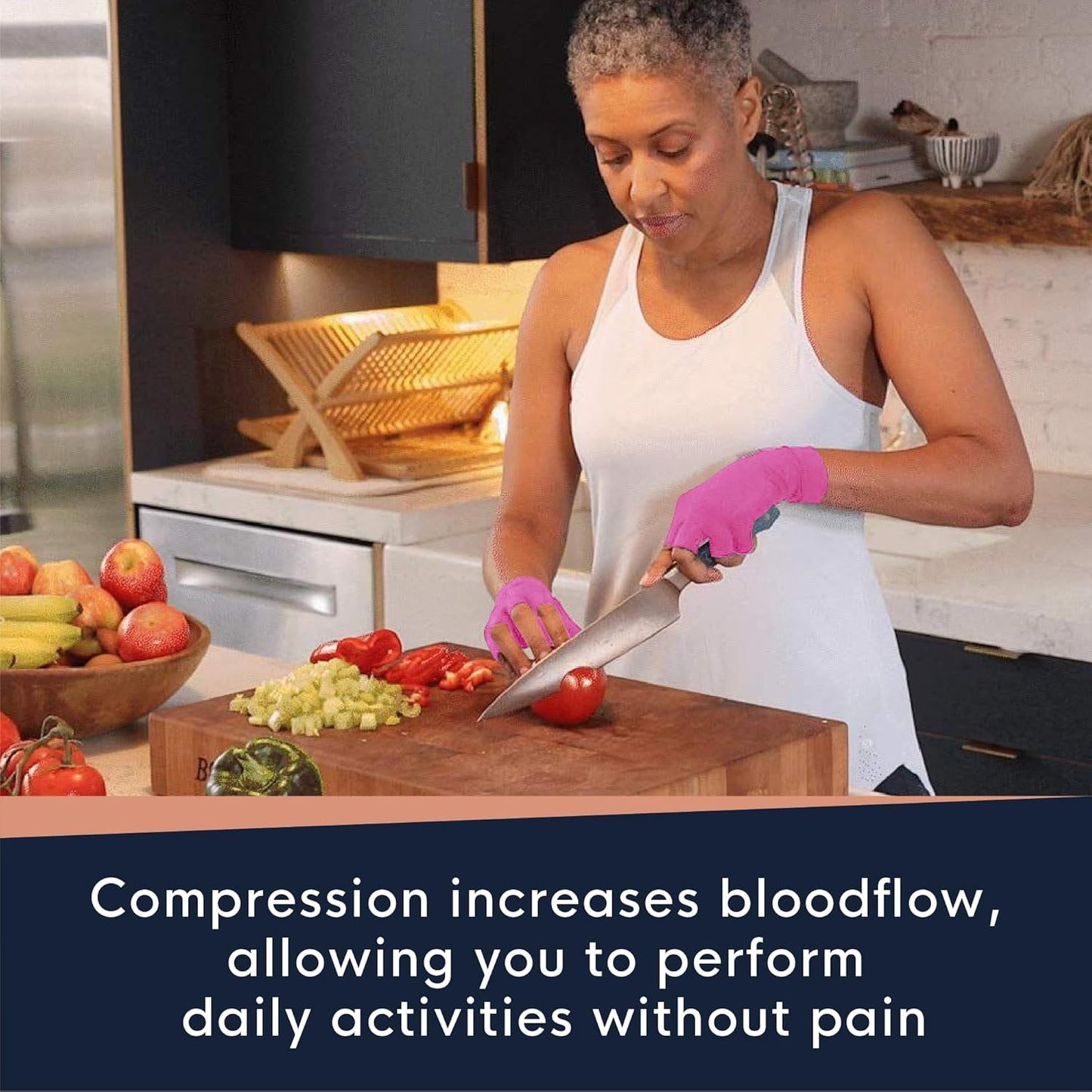 Copper Compression Arthritis Gloves | Fingerless Arthritis Carpal Tunnel Pain Relief for Men & Women | Hand Support Wrist Brace for Neuropathy, Rheumatoid, Tendonitis, Swelling, Crocheting, Typing Pink S