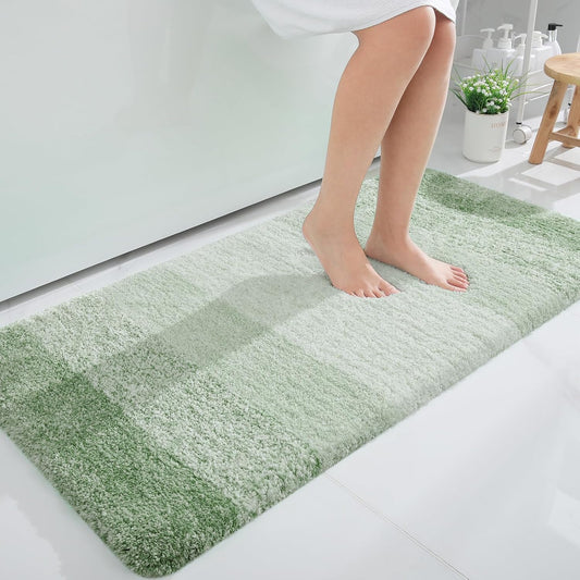 OLANLY Bathroom Runner Rugs 44x24, Extra Soft Absorbent Microfiber Bath Rugs, Rubber Backing, Quick Dry, Washable Bath Mats for Bathroom Floor, Tub and Shower, Home Decor Accessories, Sage Green
