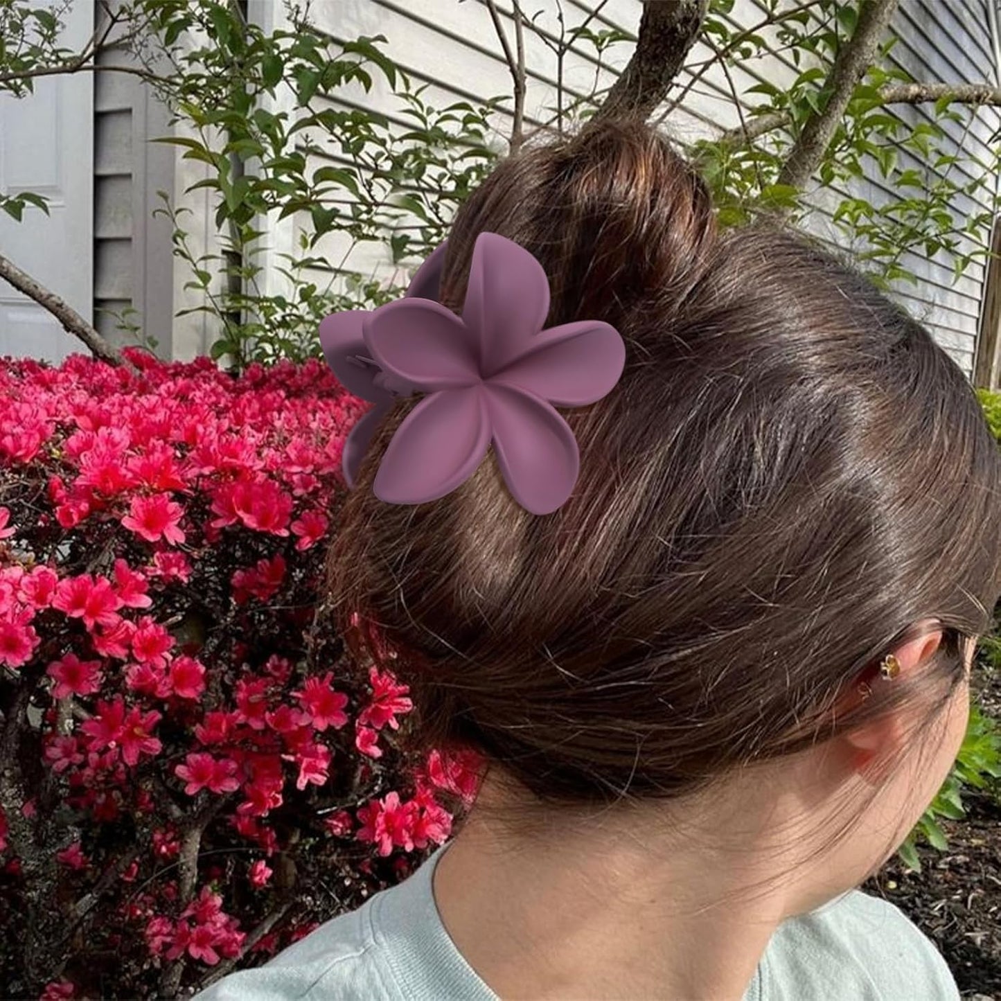 Hawaiian Flower Hair Claw Clip for Women Girls 6 PCS Large Plumeria Flower Hair Clips for Thick Thin Hair Hawaii Hair Accessories - Matte 1