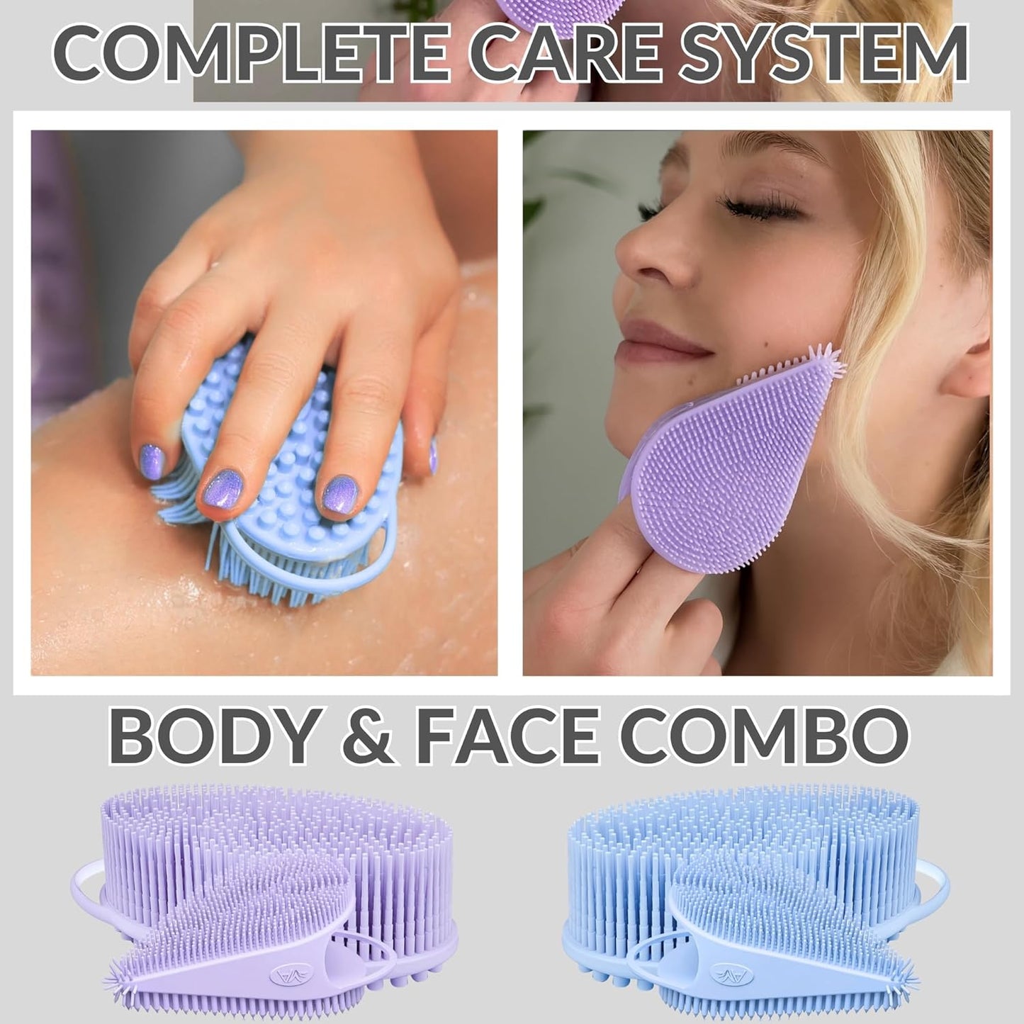 Avilana Silicone Body Scrubber – Gentle Shower Brush & Loofah Alternative- Food Grade & Lab Tested – Fast-Drying, Hygienic, BPA-Free Silicone Body Gentle Exfoliator (Pink, Body & Face)