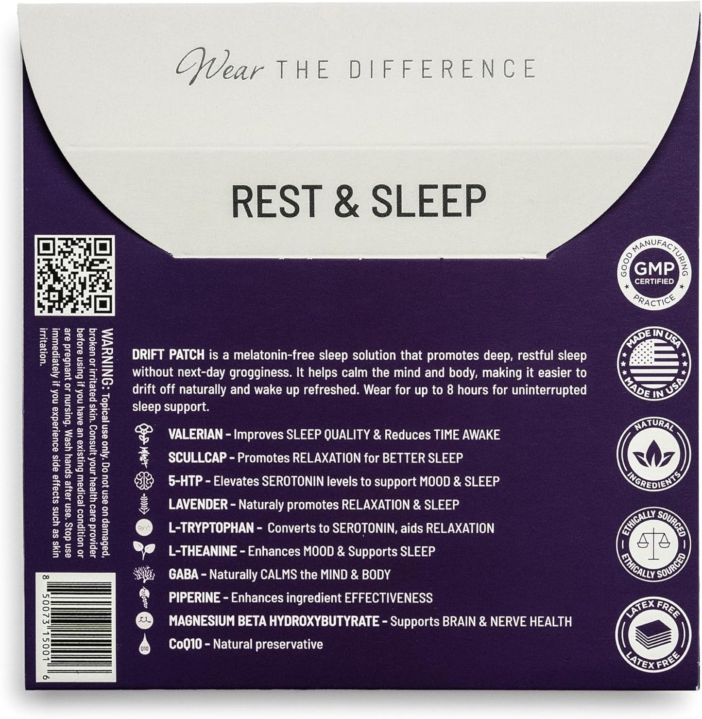 Drift Film Patches - Topical Sleep Patches for Rest & Relaxation - Patch with Valerian, GABA, and Lavender - Deep Natural Sleep - Long-Lasting Effect - 16 Pack
