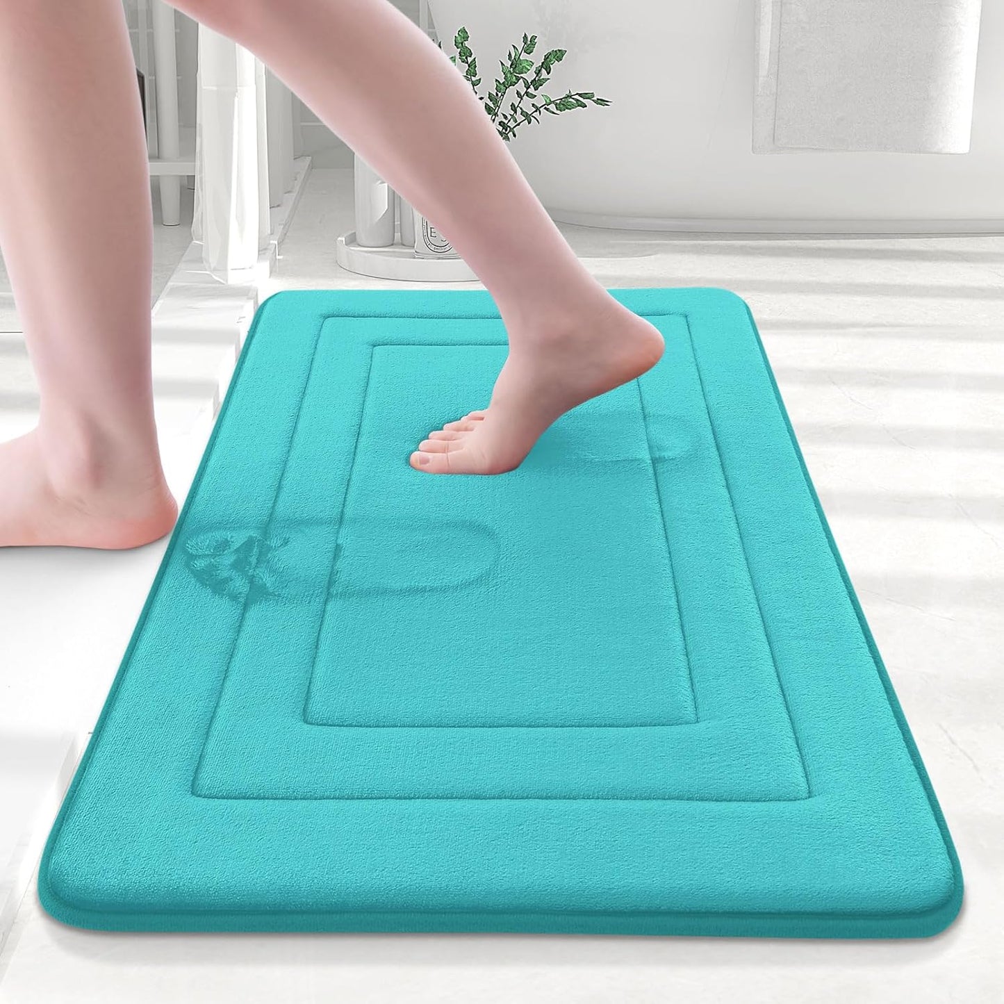 Arotive Memory Foam Bathroom Rug Mat 30x20, Ultra Soft and Absorbent Bath Mat, Machine Wash Dry, Comfortable Bath Rug Carpet for Bathroom Floor, Tub and Shower, Teal