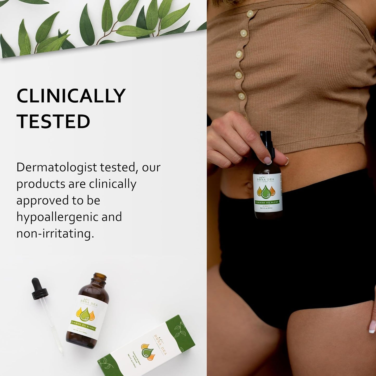 Bona Dea Naturals’ “The Original” All Natural Feminine Deodorant | Intimate Yoni Oil Relief for Vaginal Itch, Odor, & Dryness | 4oz Dropper Bottle Refill